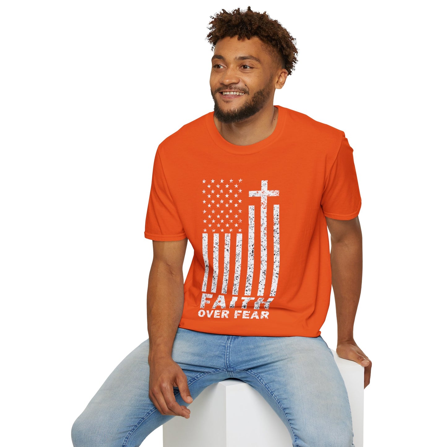Faith Flag Men's Tshirt (White Logo)