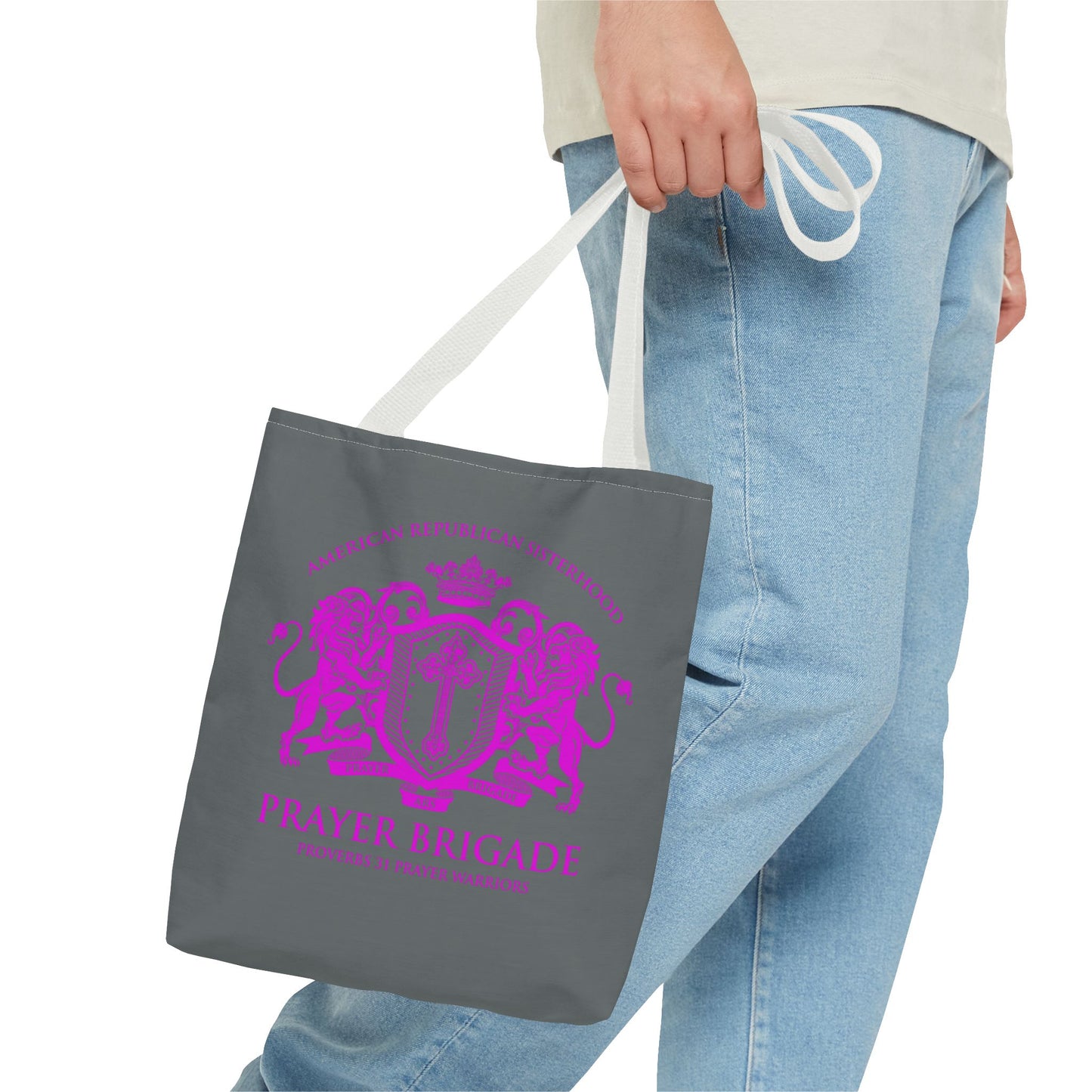 ARS Prayer Brigade Tote Bag (Dark Gray with Hot Pink Logo)