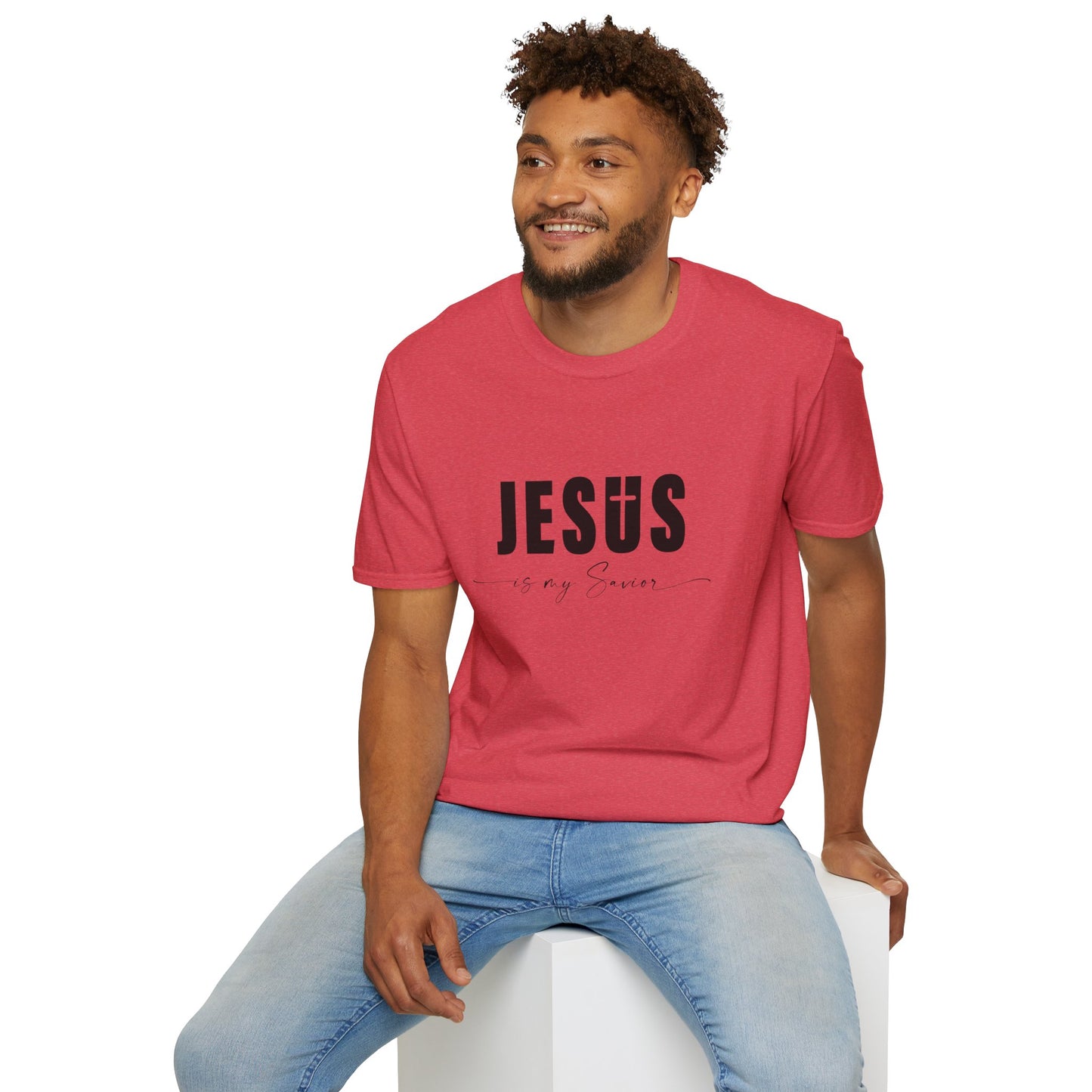"Jesus is My Savior" Christian Faith Soft T-Shirt (Black Logo)