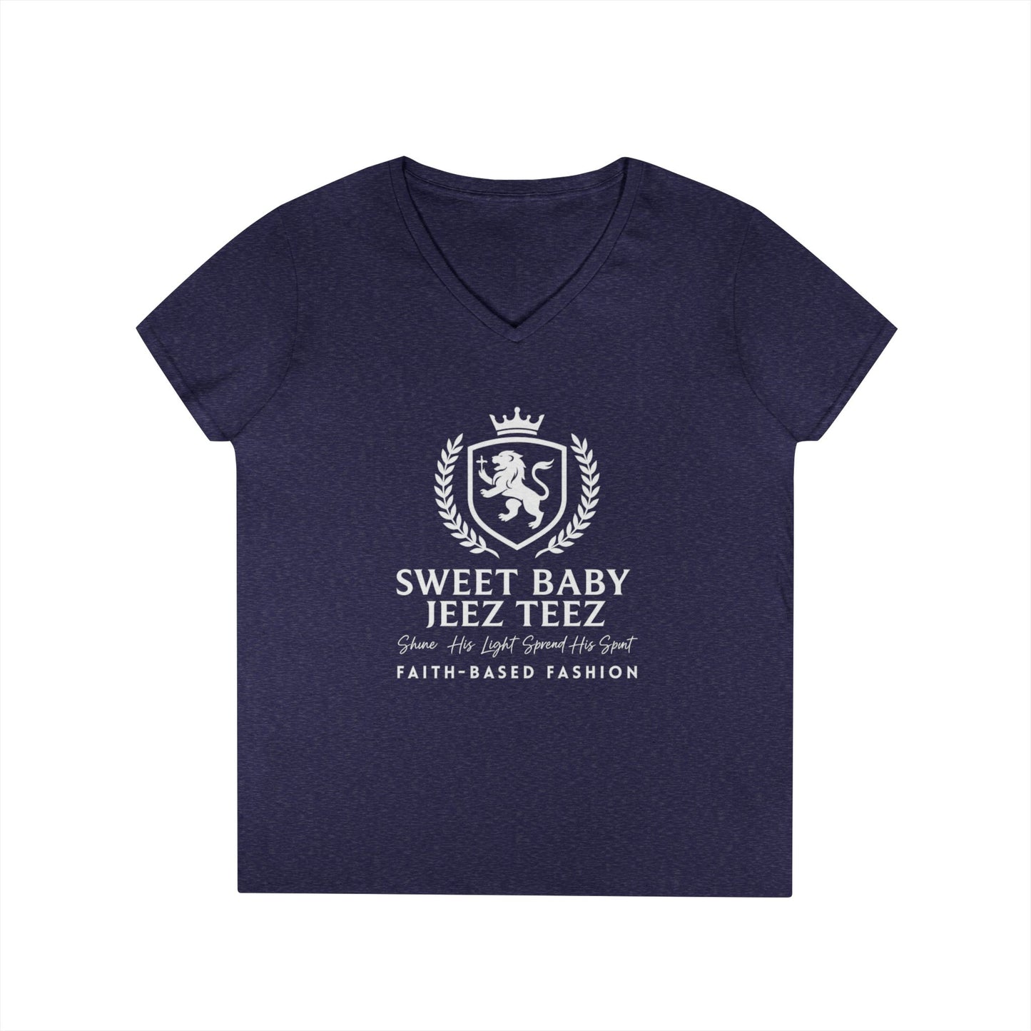 Sweet Baby Jeez Teez Faith-Based Fashion Semi-Fitted Women's V-Neck Tshirt