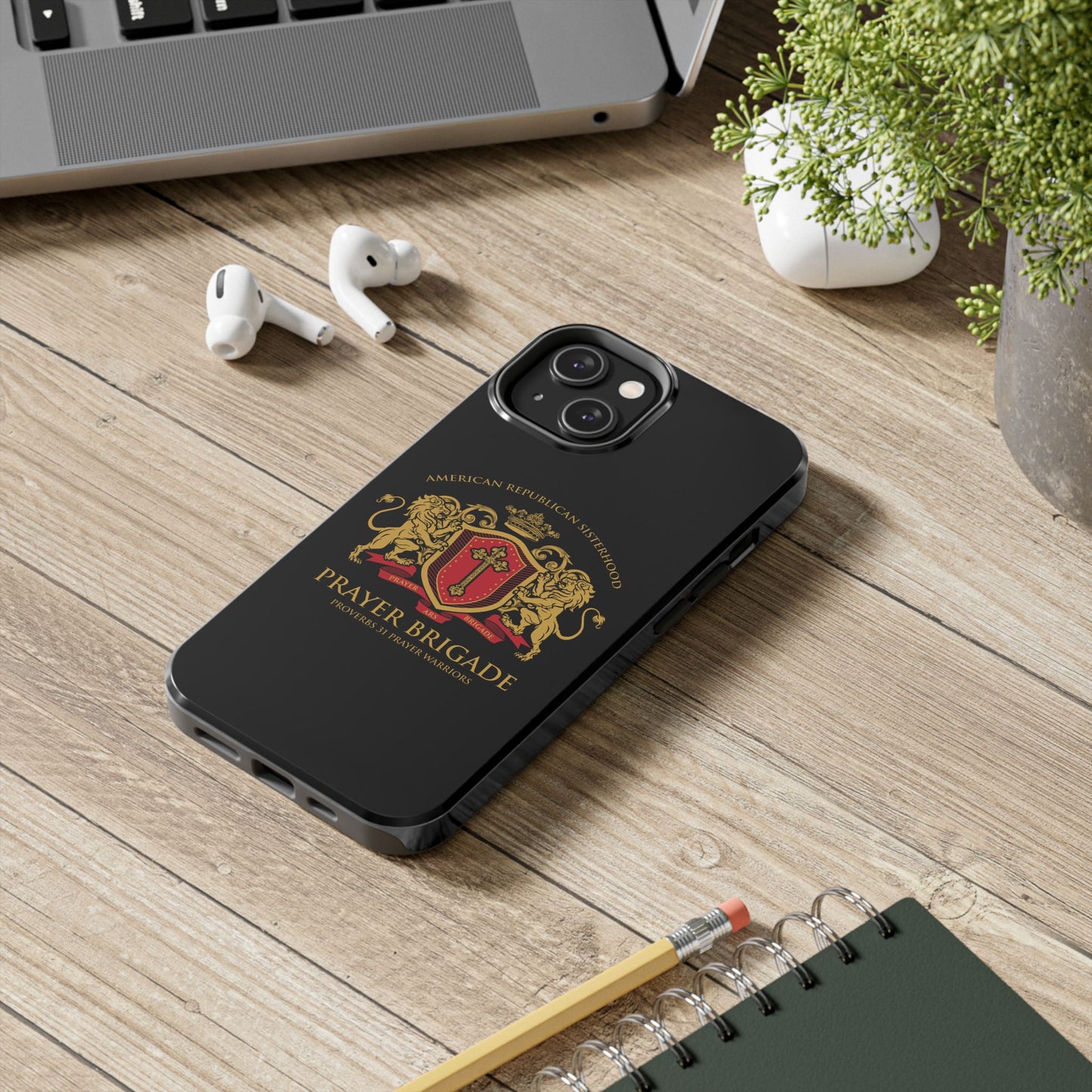 ARS Prayer Brigade Tough Phone Case (Black with Gold/Red Logo)