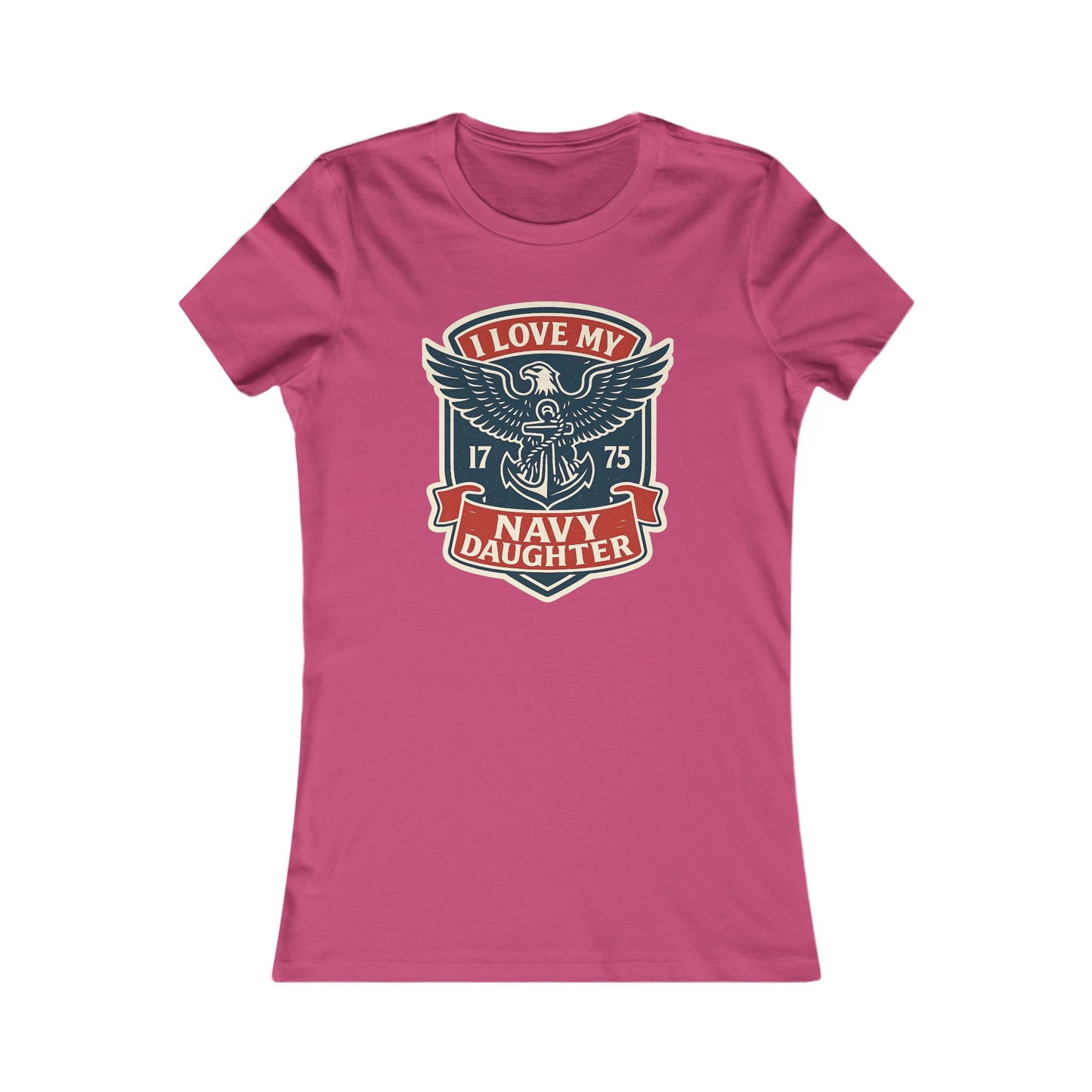 "I Love my Navy Daughter" Military Pride US Navy Crest Women's Fitted Tshirt