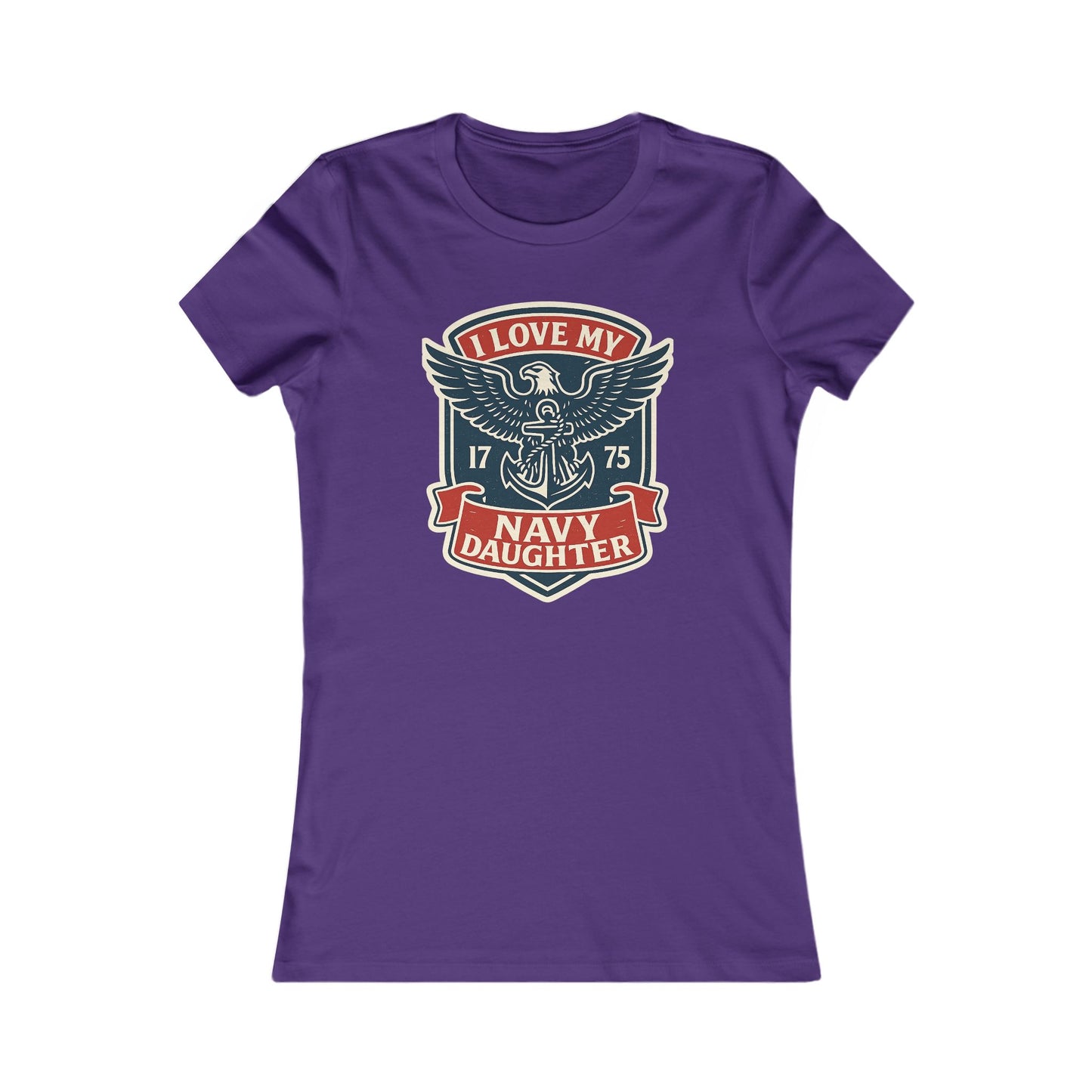 "I Love my Navy Daughter" Military Pride US Navy Crest Women's Fitted Tshirt
