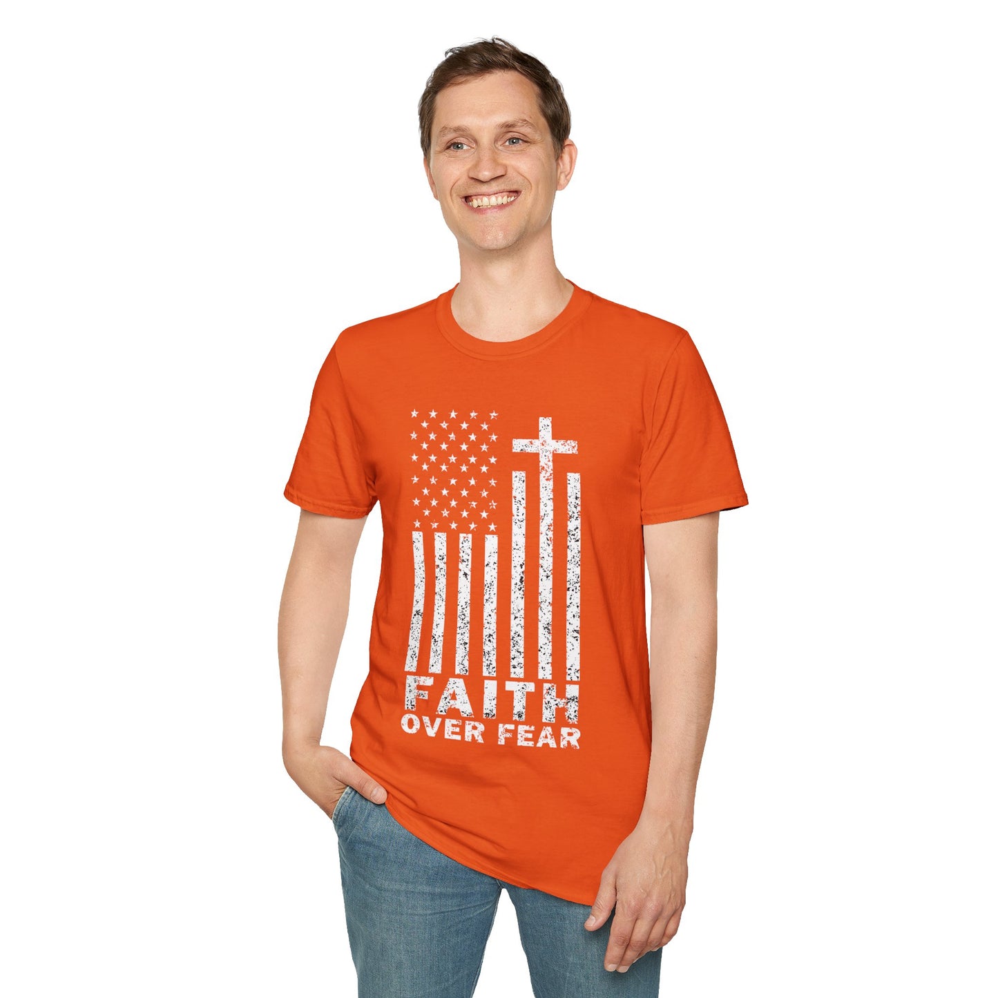 Faith Flag Men's Tshirt (White Logo)