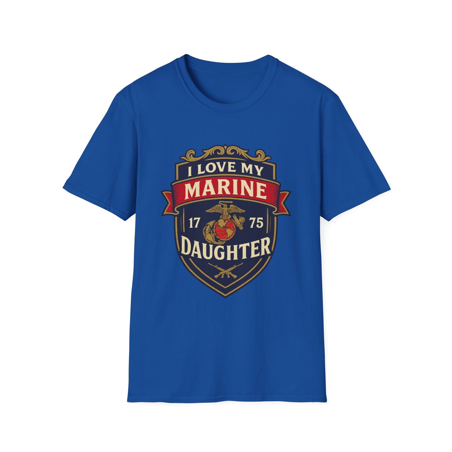 "I Love My Marine Daughter" Military Patriotic Softstyle Tshirt for Marine Parents
