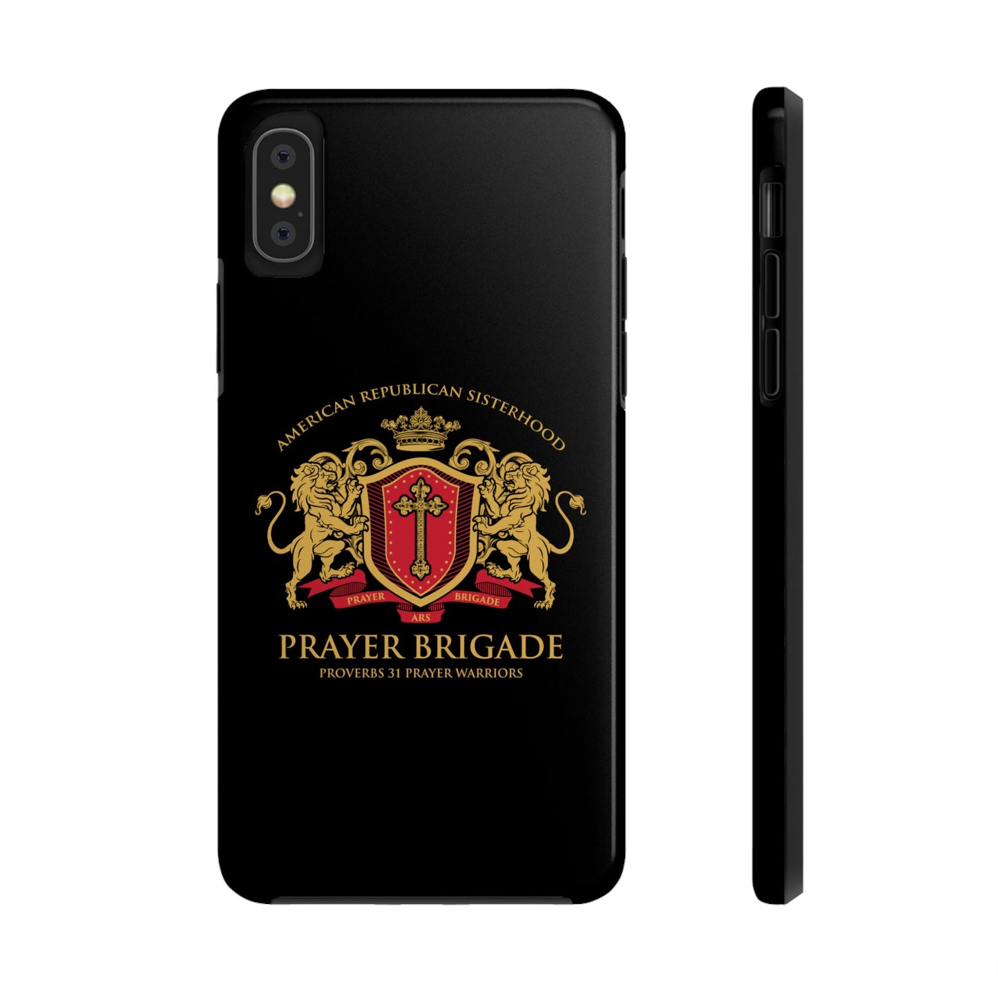 ARS Prayer Brigade Tough Phone Case (Black with Gold/Red Logo)
