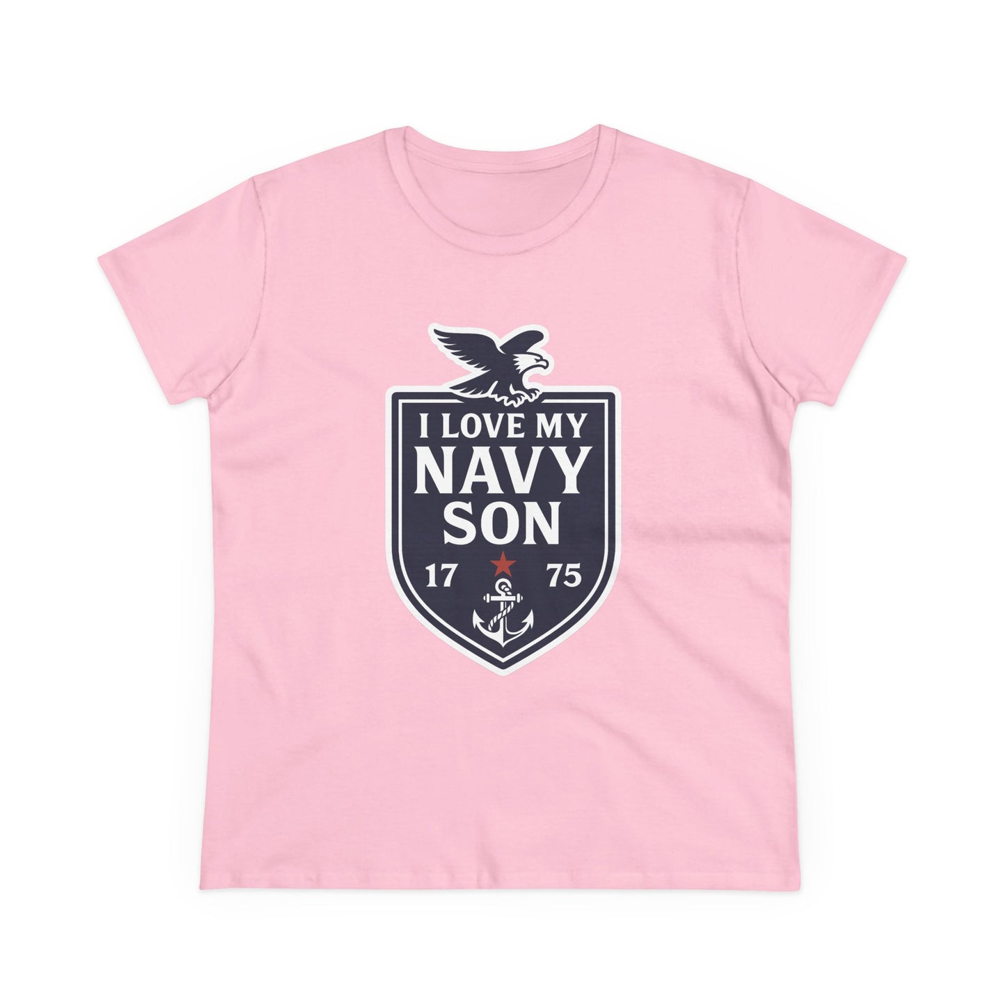"I Love my Navy Son" Military Pride Patriotic Crest Women's Semi-Fitted Tshirt