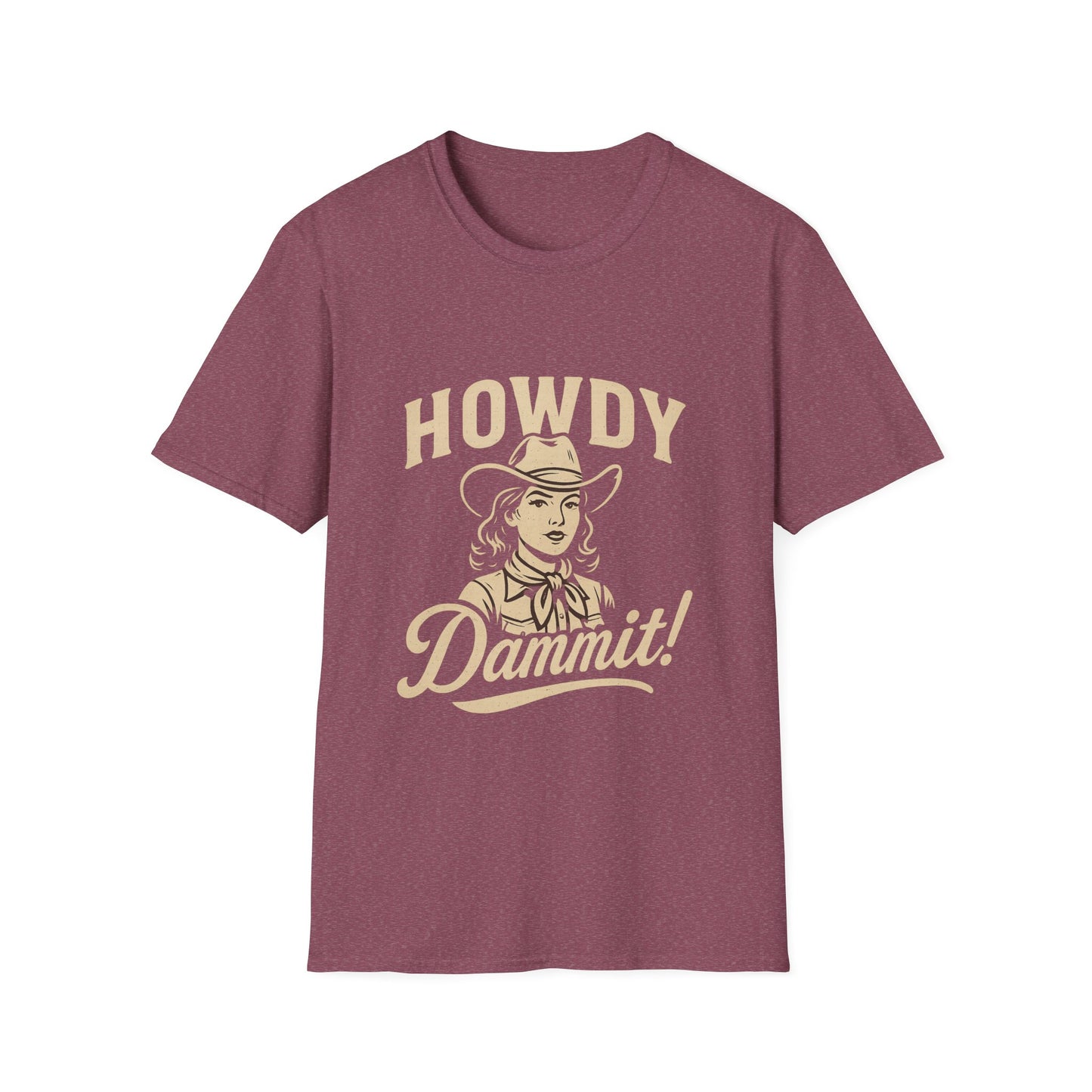 Howdy Dammit! Aggie Texas Cowgirl Softstyle Tshirt (Gold Logo)