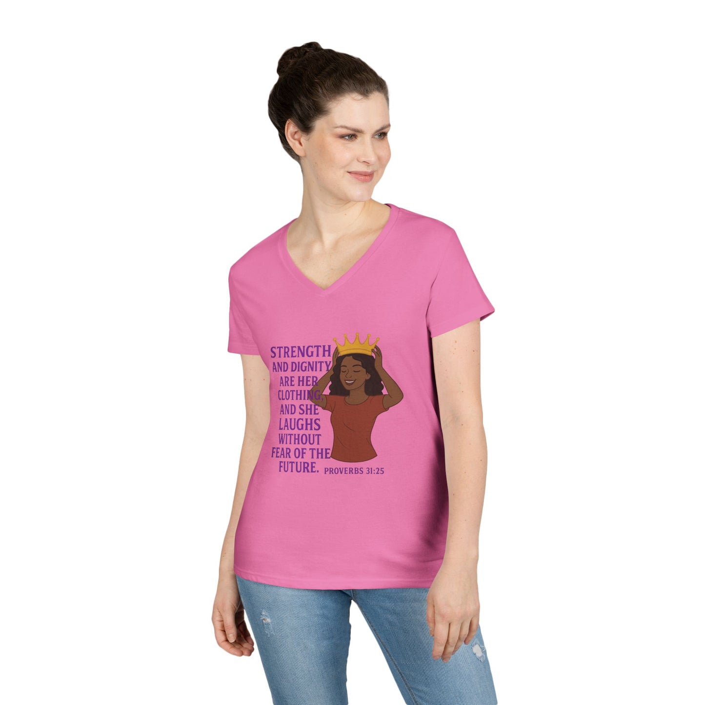 "Strength & Dignity" Bible Verse Women's V-neck T-shirt