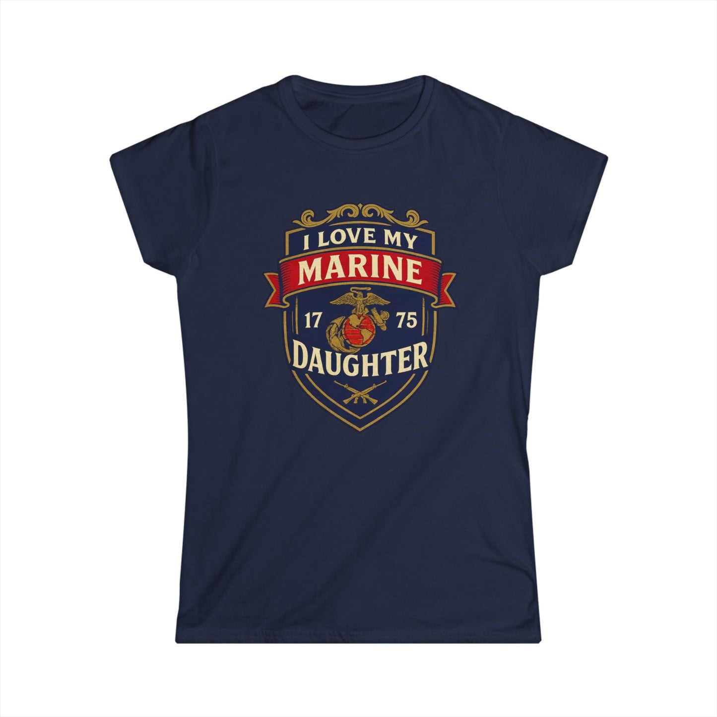 "I Love My Marine Daughter" Patriotic Women's Fitted T-Shirt for Marine Military Mom