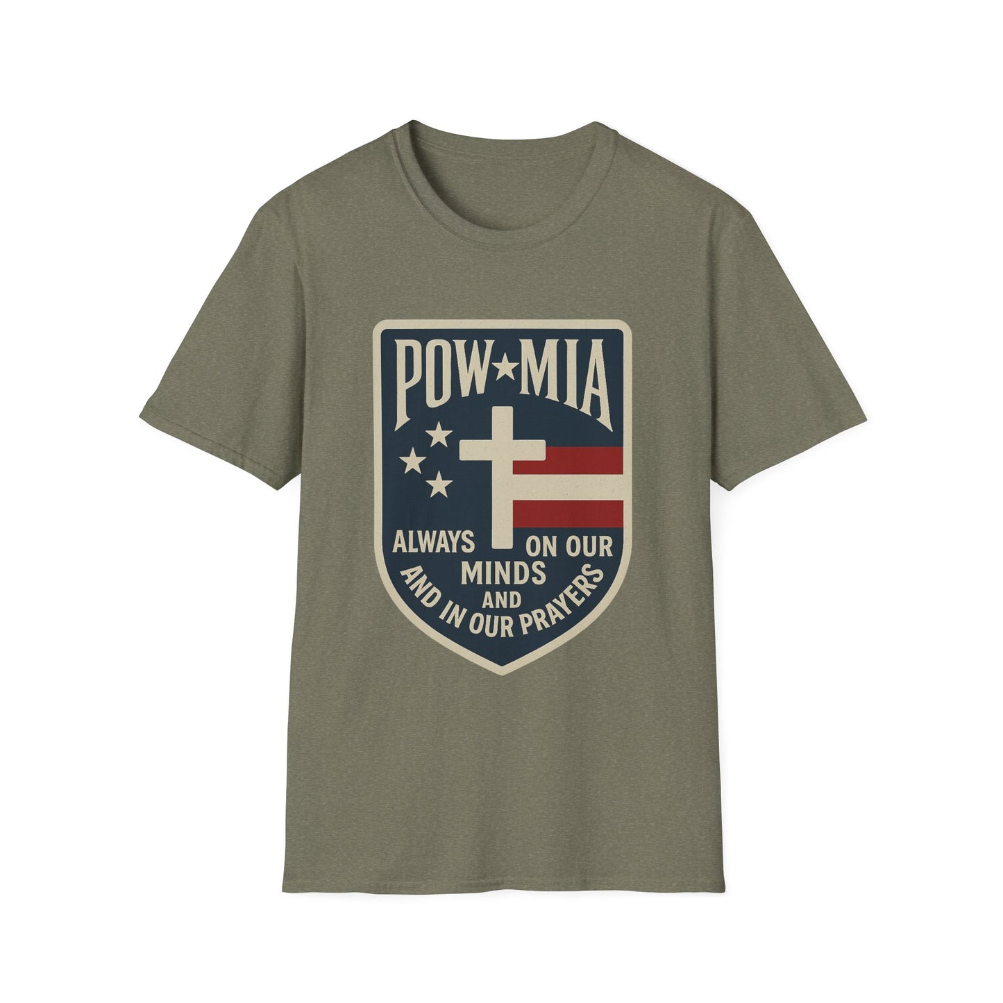 "POW MIA Thoughts & Prayers" Tribute Military Support Softstyle T-Shirt