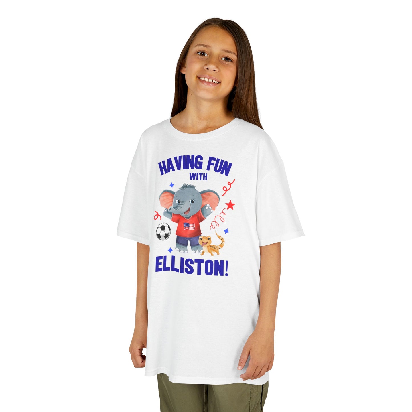 Elliston the Elephant (TM) Having fun with Elliston Kids Tshirt - Sweet Baby Jeez Teez