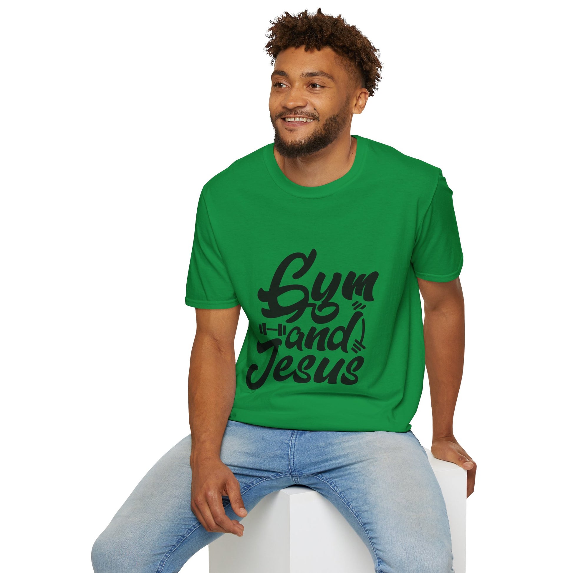 Gym and Jesus Men's Tshirt (Black Logo) - Sweet Baby Jeez Teez