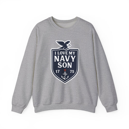 "I Love my Navy Son" Military Pride Navy Patriotic Crest Crewneck Sweatshirt