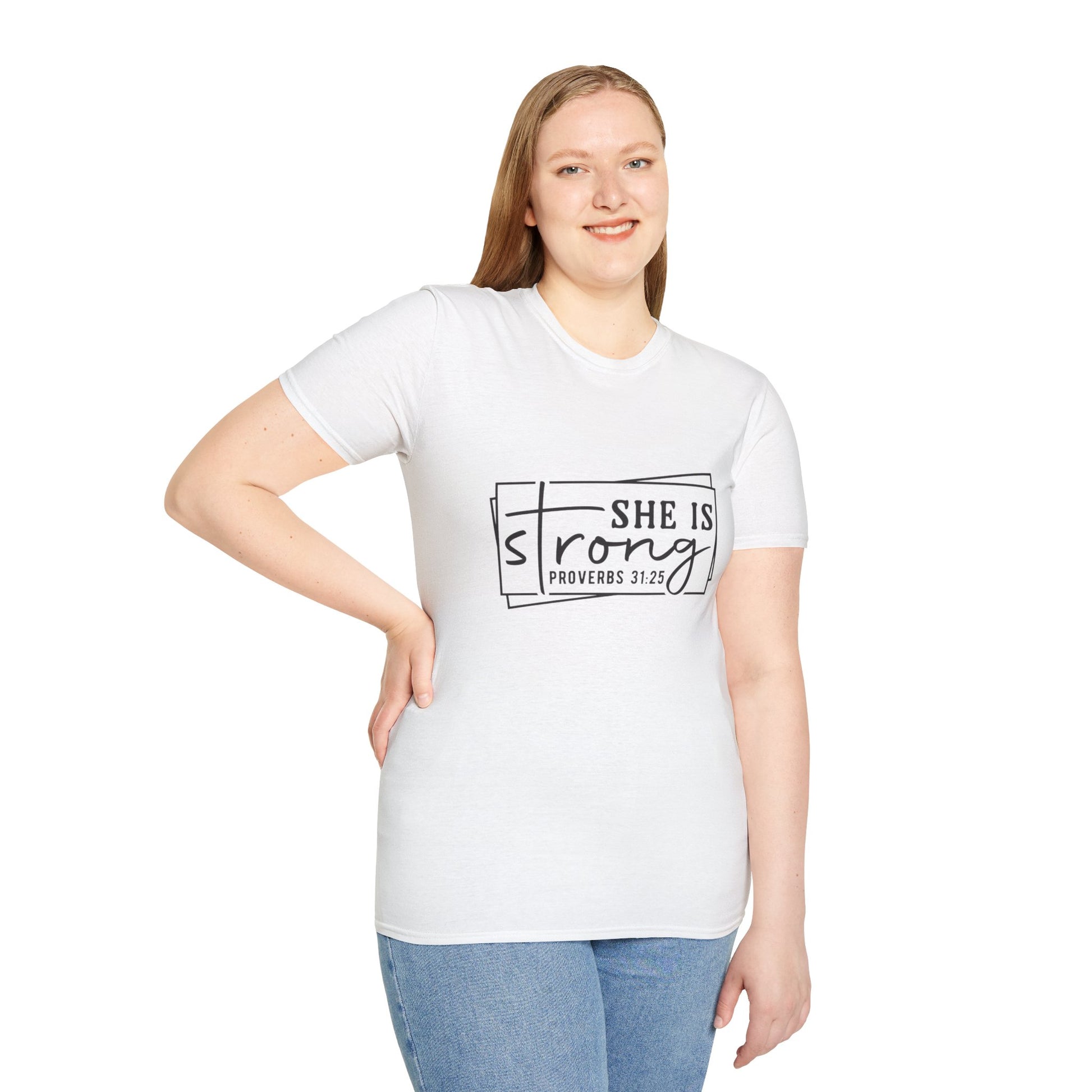 She is Strong Women's Relaxed/Plus Tshirt (Box Logo) - Sweet Baby Jeez Teez