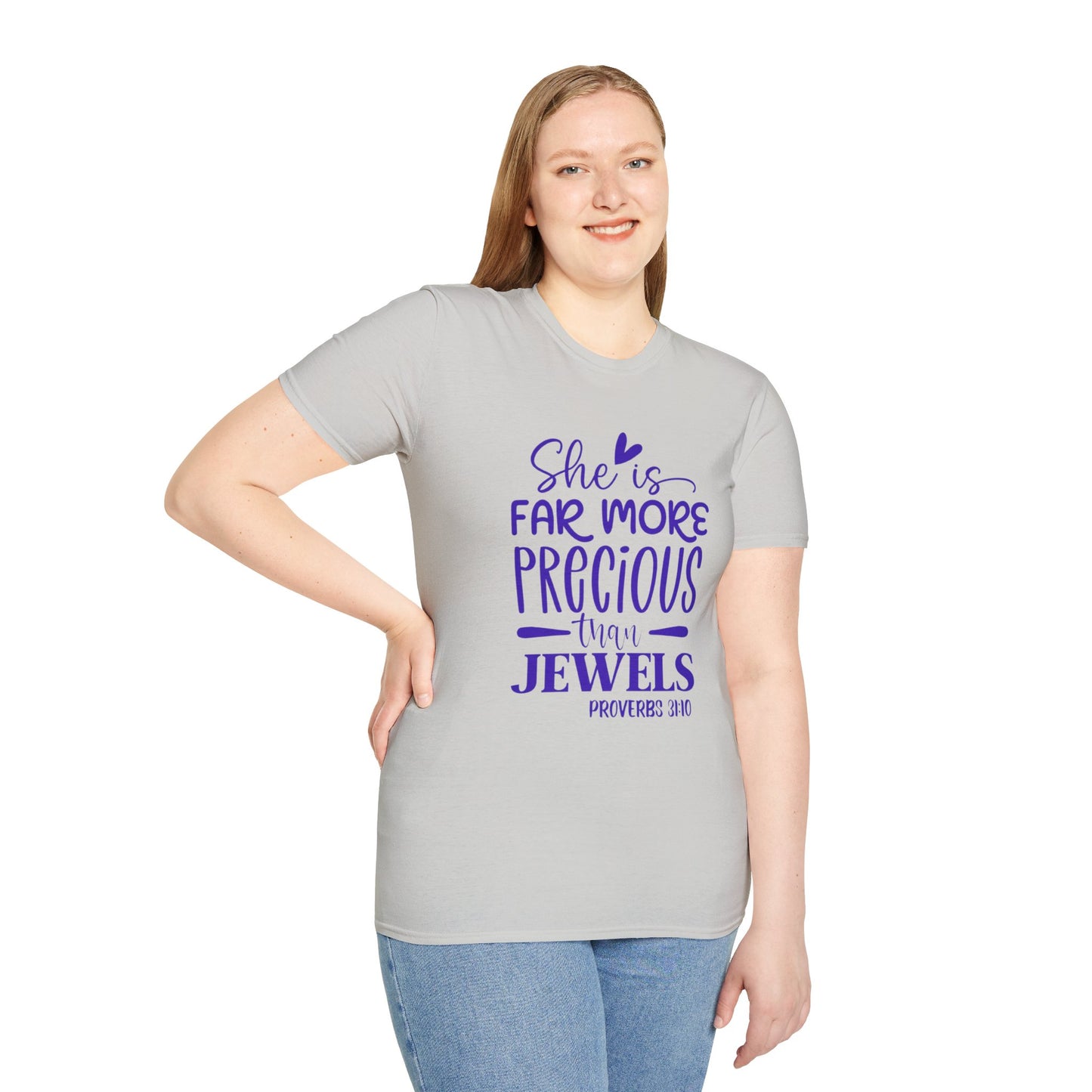Far More Precious Women's Relaxed/Plus Tshirt (Cobalt Logo) - Sweet Baby Jeez Teez