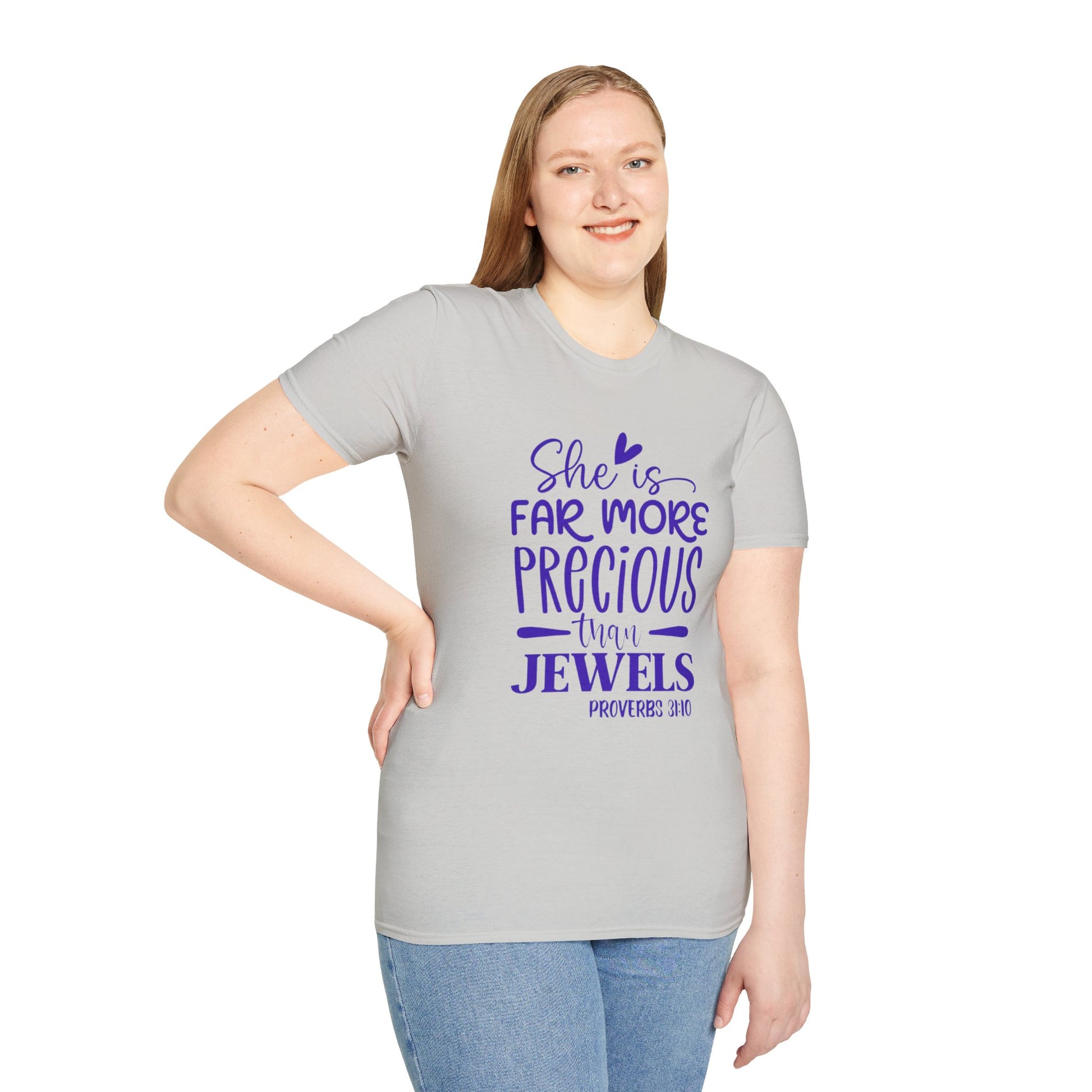 Far More Precious Women's Relaxed/Plus Tshirt (Cobalt Logo) - Sweet Baby Jeez Teez