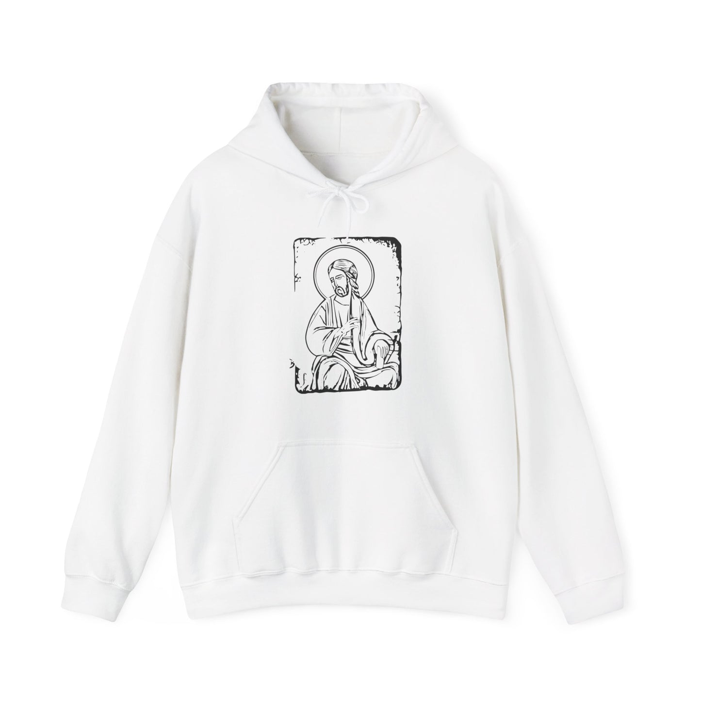 Orthodox Icon Men's Hooded Sweatshirt (Black Logo) - Sweet Baby Jeez Teez