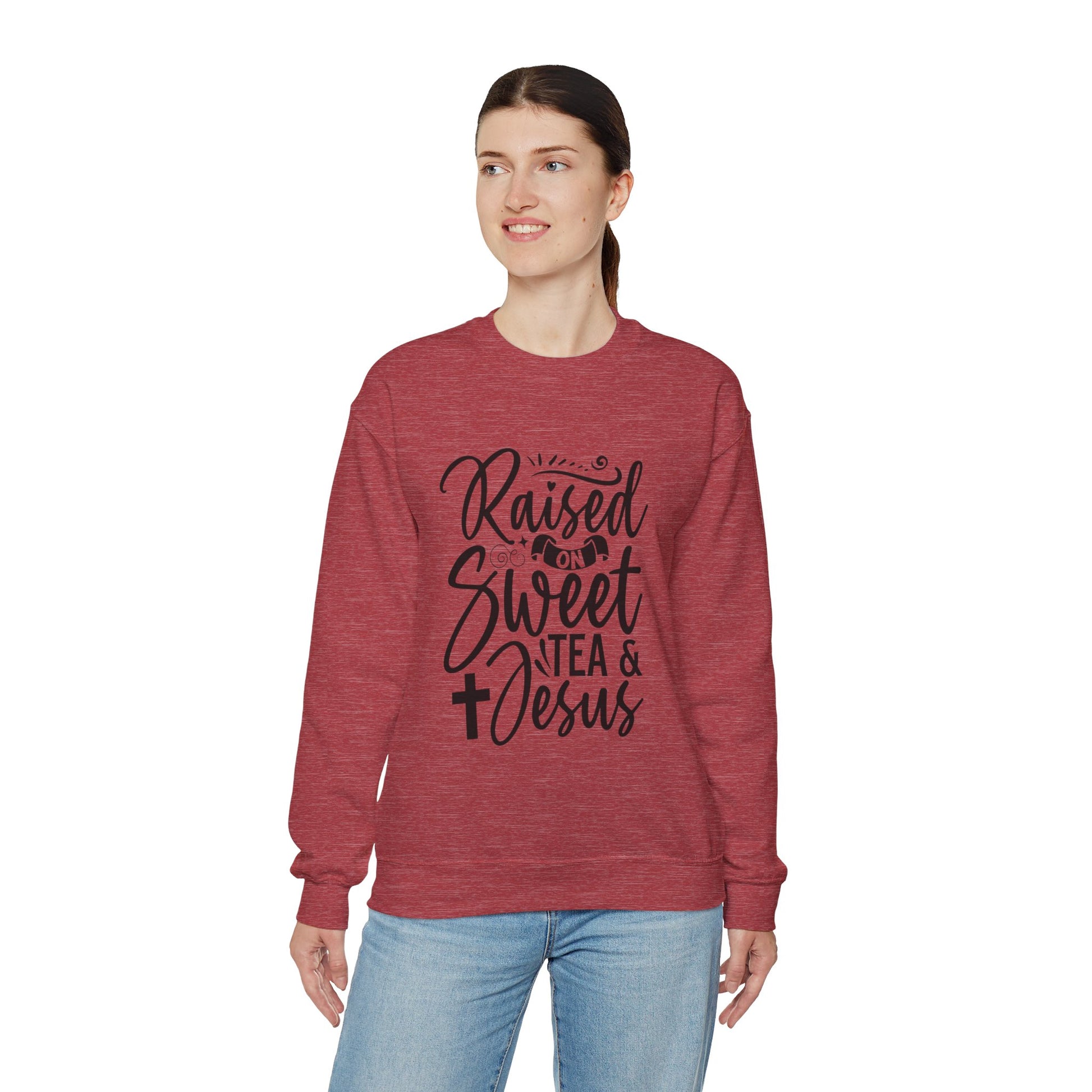 Sweet Tea and Jesus Women's Relaxed Sweatshirt (Black Logo) - Sweet Baby Jeez Teez