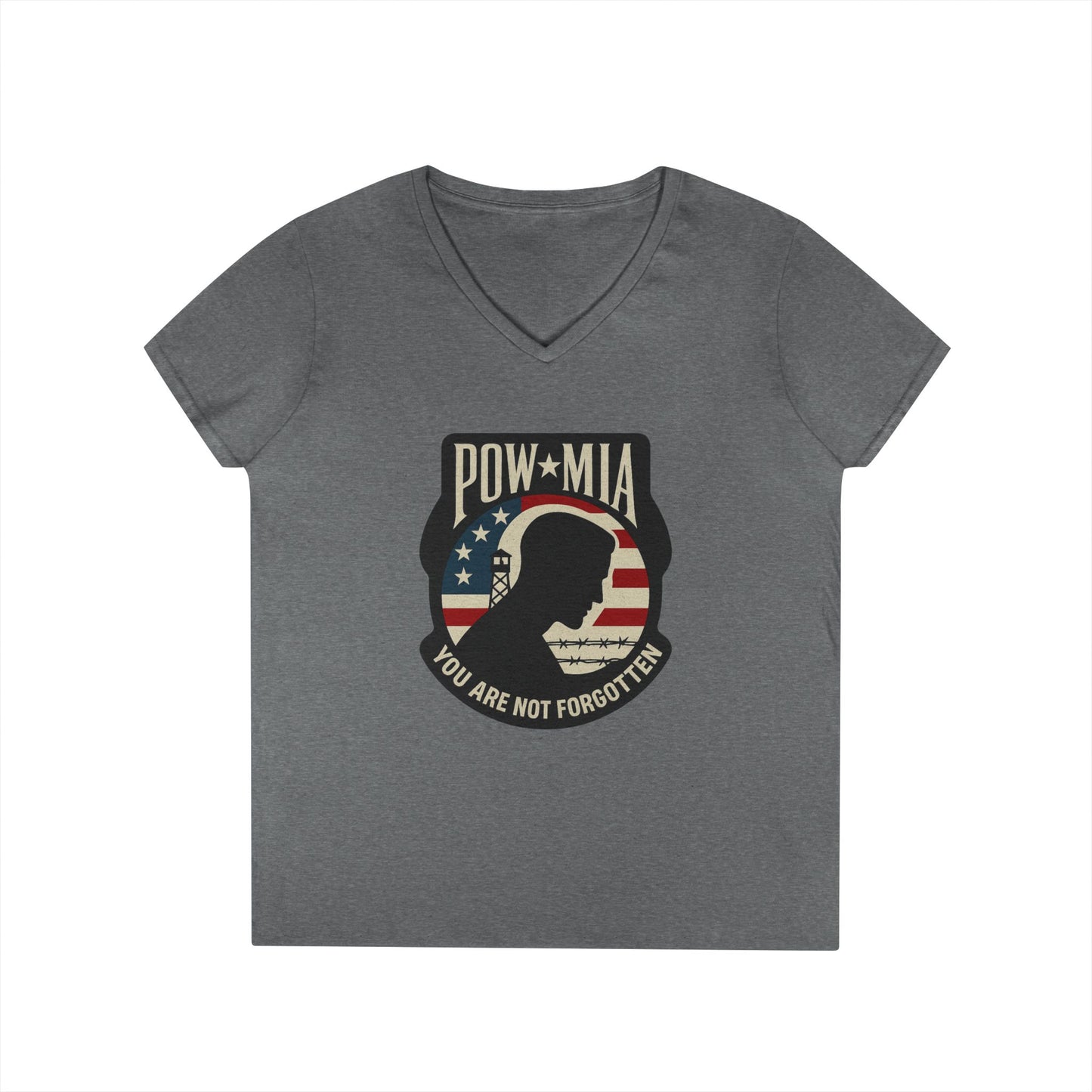 "POW MIA You are not Forgotten" Military Support Women's V-Neck T-Shirt