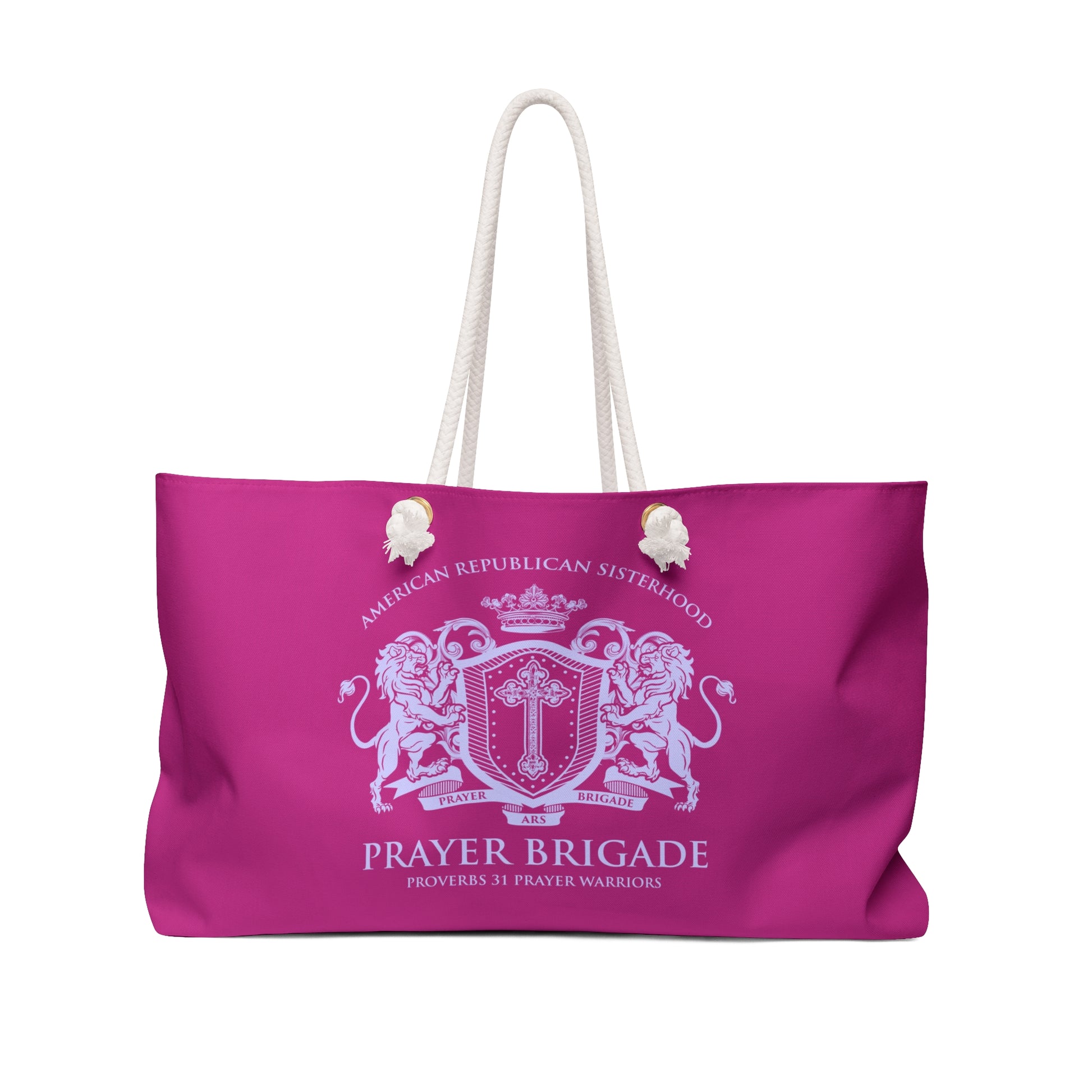 ARS Prayer Brigade Weekender Bag (Hot Pink with Lilac Logo) - Sweet Baby Jeez Teez