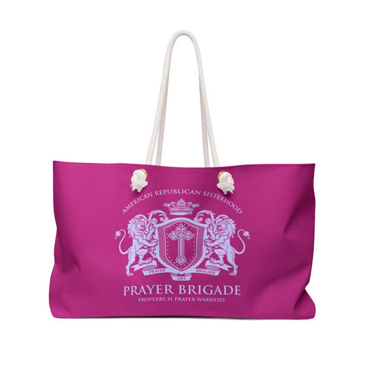 ARS Prayer Brigade Weekender Bag (Hot Pink with Lilac Logo) - Sweet Baby Jeez Teez