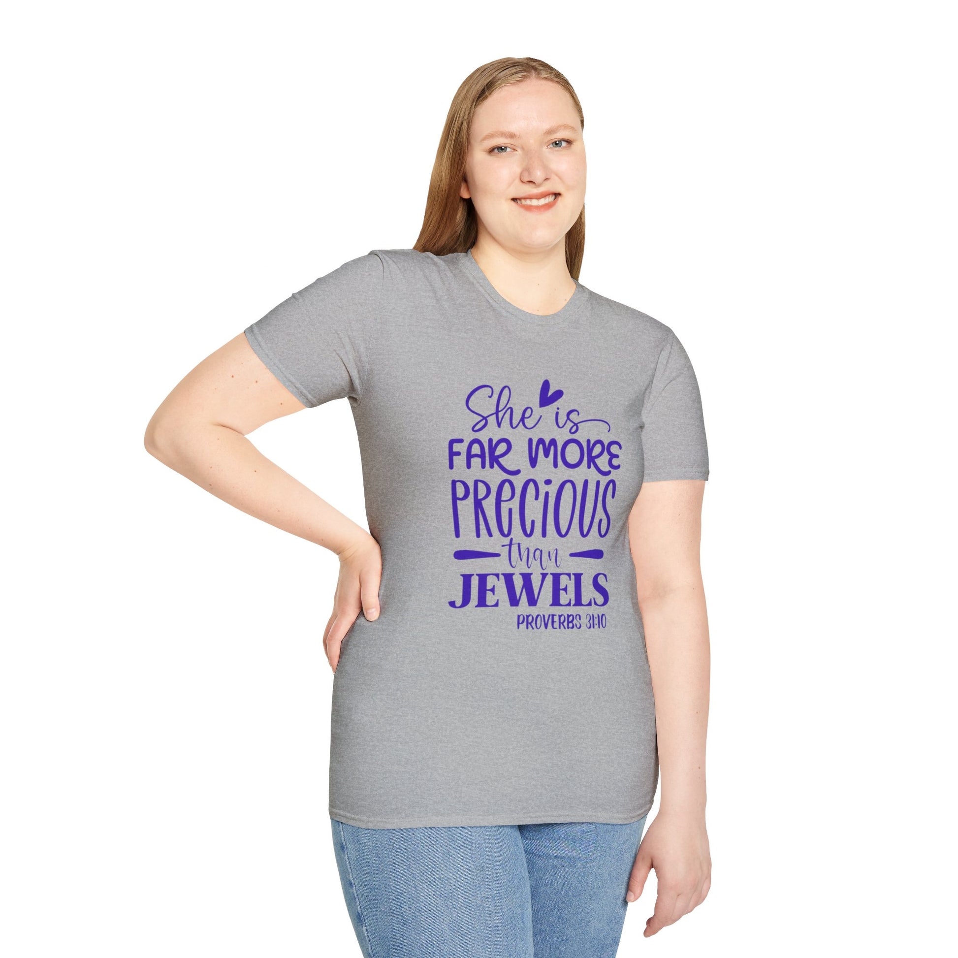 Far More Precious Women's Relaxed/Plus Tshirt (Cobalt Logo) - Sweet Baby Jeez Teez