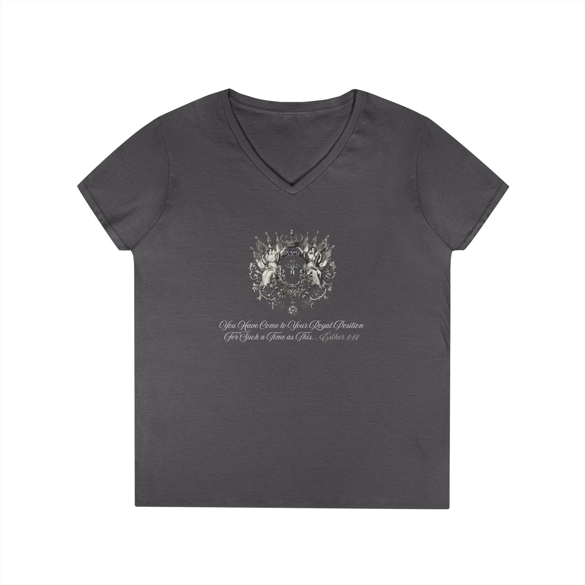 FoRe! Esther 4:14 Weekend Ladies V-Neck Tshirt - Sweet Baby Jeez Teez