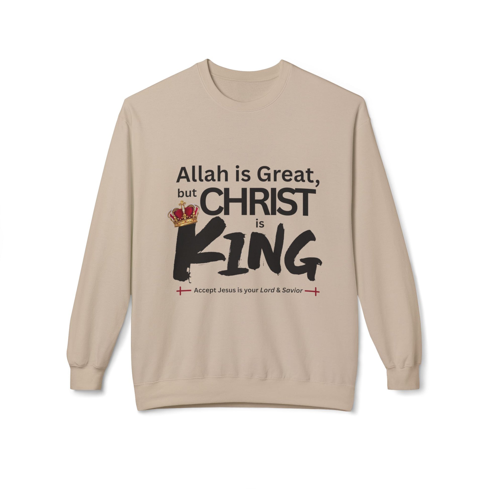 "Christ is King" Unisex Comfy Fleece Sweatshirt (Great Logo - Front) - Sweet Baby Jeez Teez