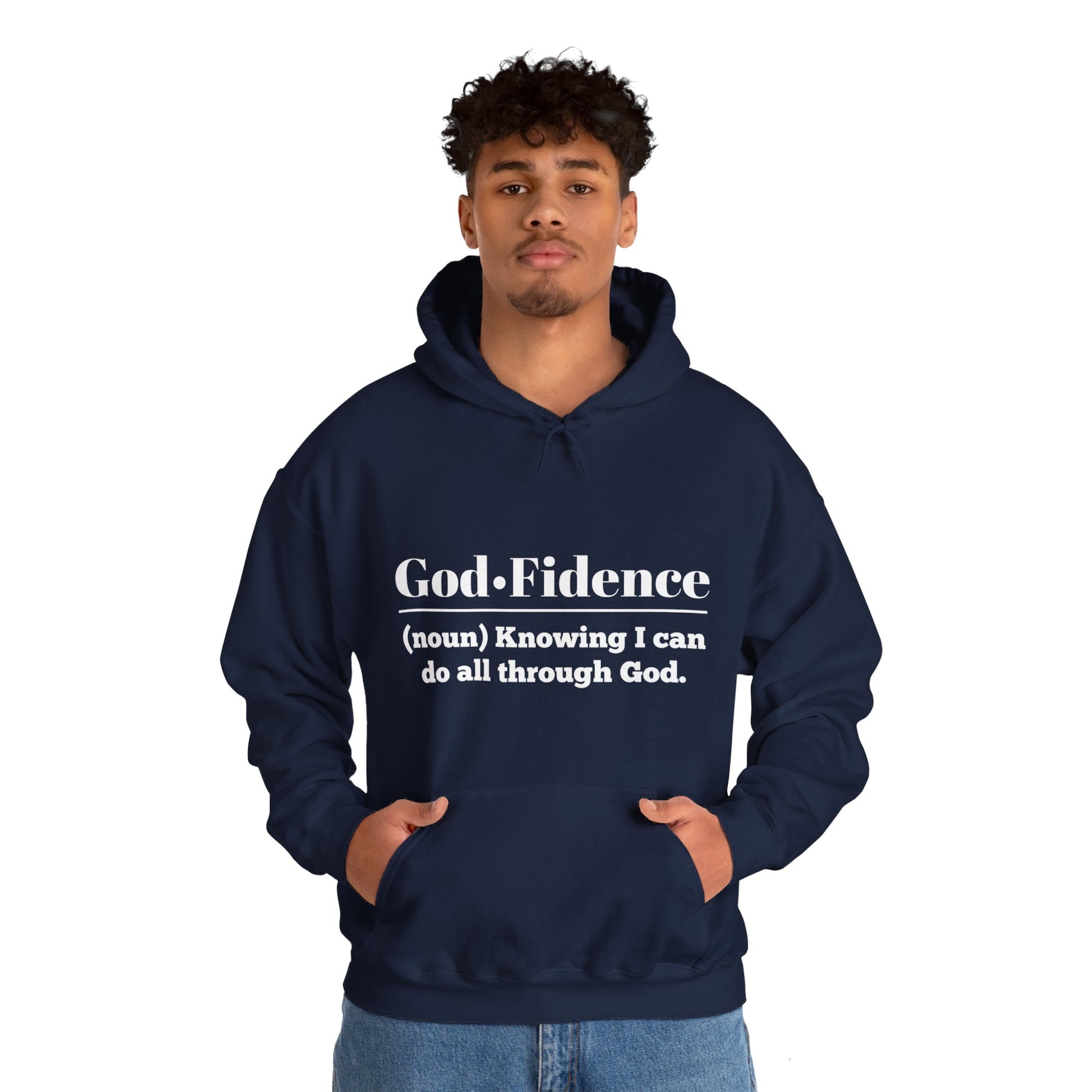 God-Fidence Men's Hoodie (White Logo) - Sweet Baby Jeez Teez