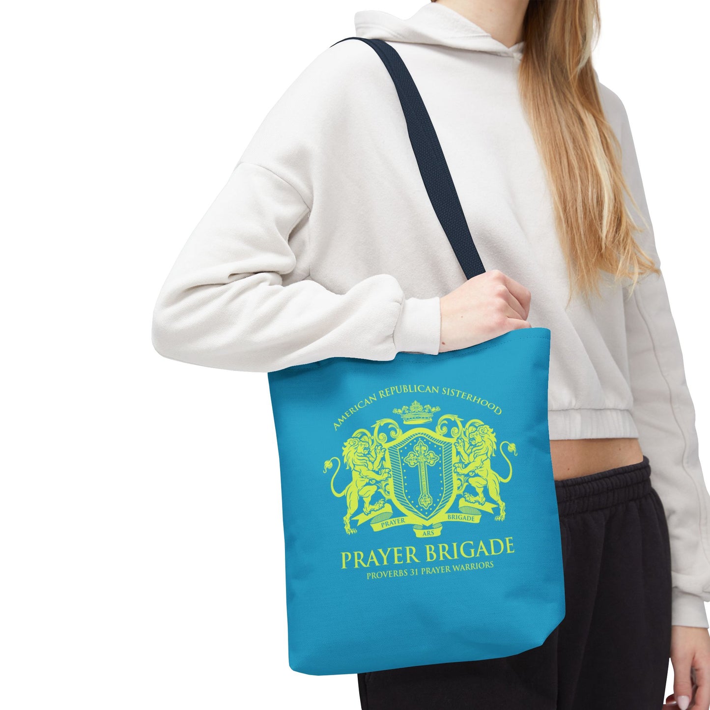 ARS Prayer Brigade Tote Bag (Agua with Chartreuse Logo)