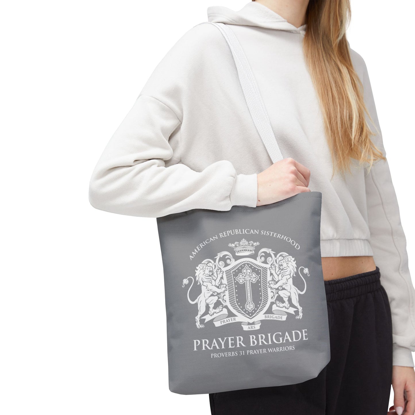 ARS Prayer Brigade Tote Bag (Light Gray with Light Gray Logo)