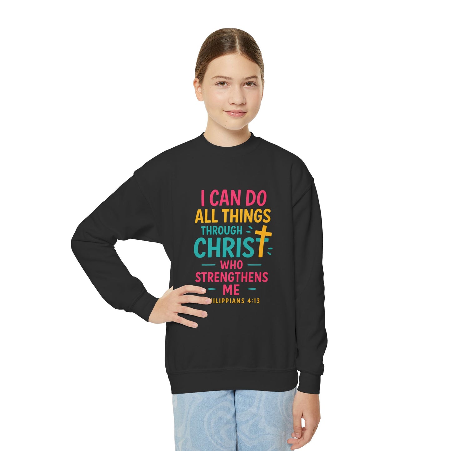 "I Can Do All Things Through Christ" Bible Verse Girls Sweatshirt