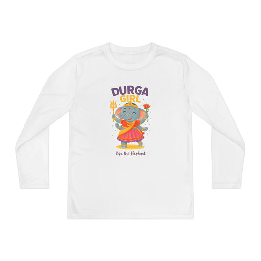 "Durga Girl" Raja the Elephant Girls Long Sleeve Tshirt (Hindu Celebration)