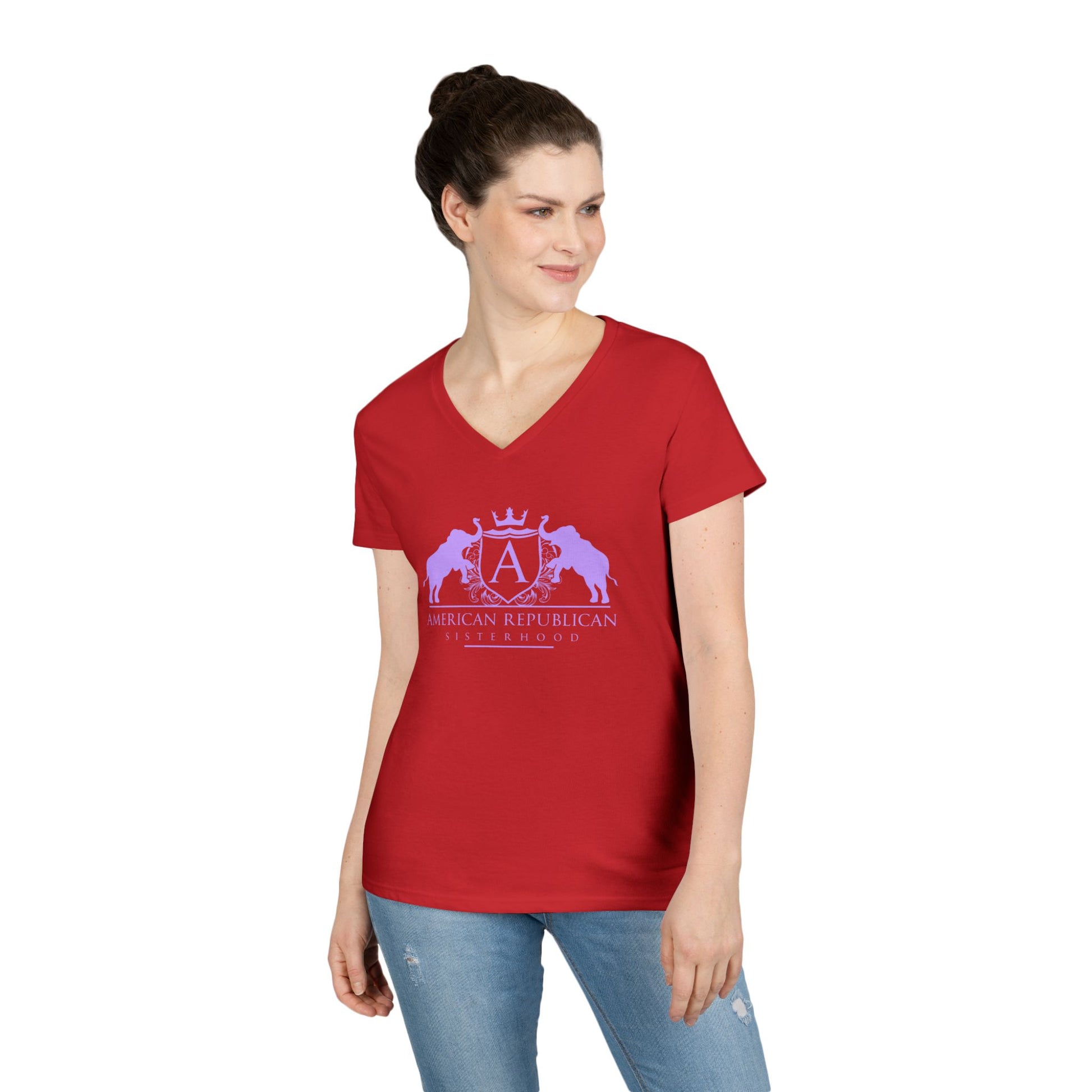 ARS Logo Ladies V-Neck Tshirt (ARS - T Lilac Logo) - Sweet Baby Jeez Teez