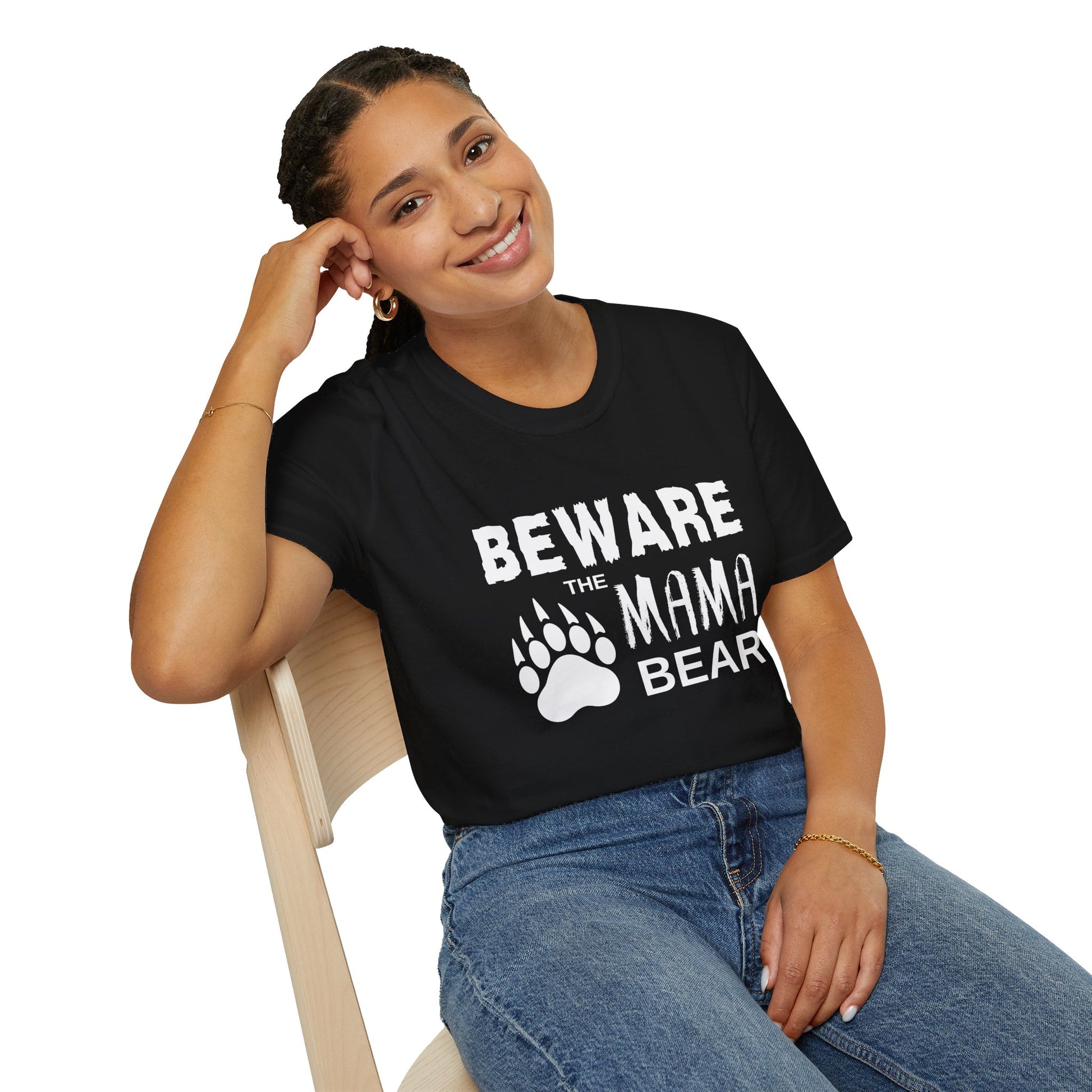 Mama Bear Women's Relaxed/Plus Tshirt (White Logo) - Sweet Baby Jeez Teez