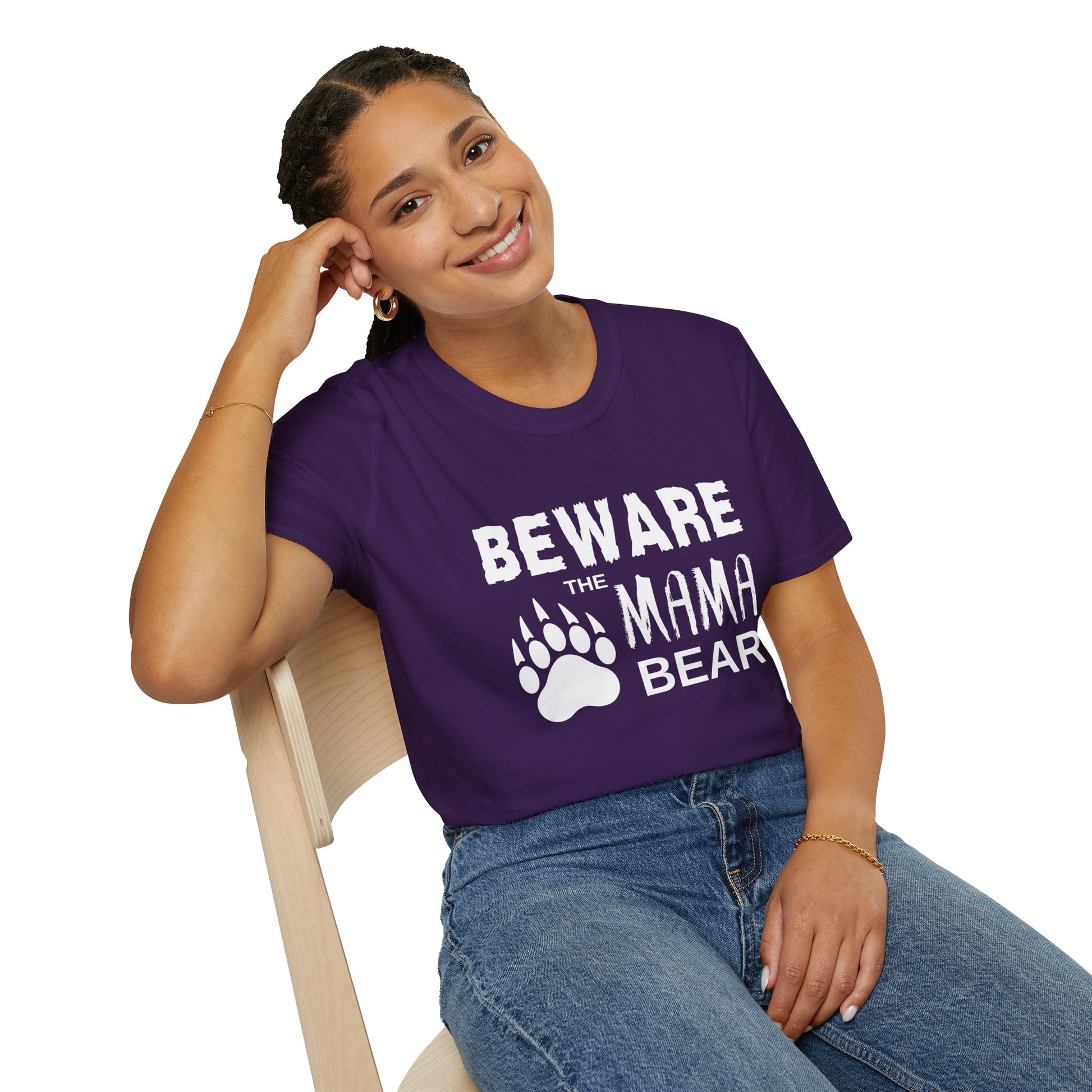 Mama Bear Women's Relaxed/Plus Tshirt (White Logo) - Sweet Baby Jeez Teez