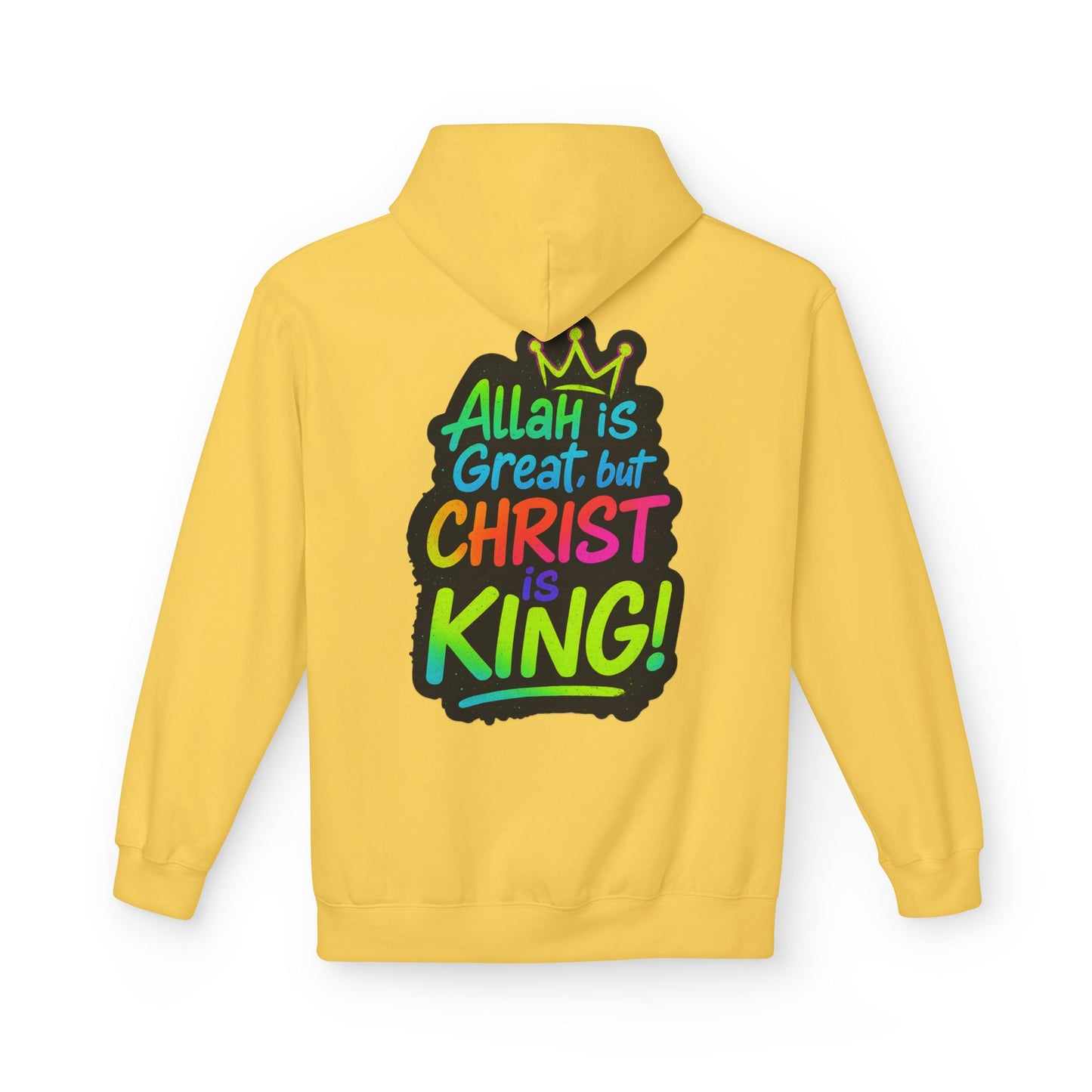 "Allah is Great but Christ is King!" Cozy Christian Unisex Fleece Hoodie