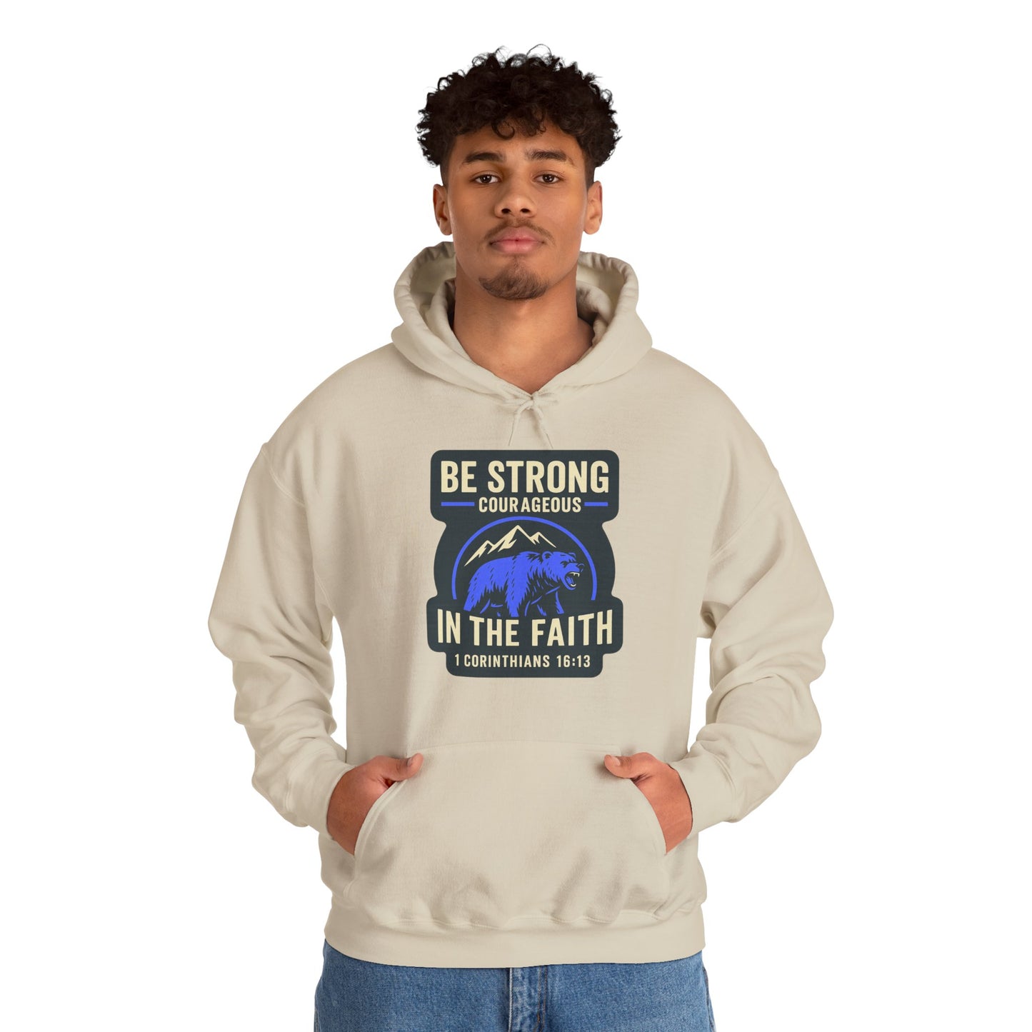 "Be Strong and Courageous" Bear Bible Verse Sweatshirt