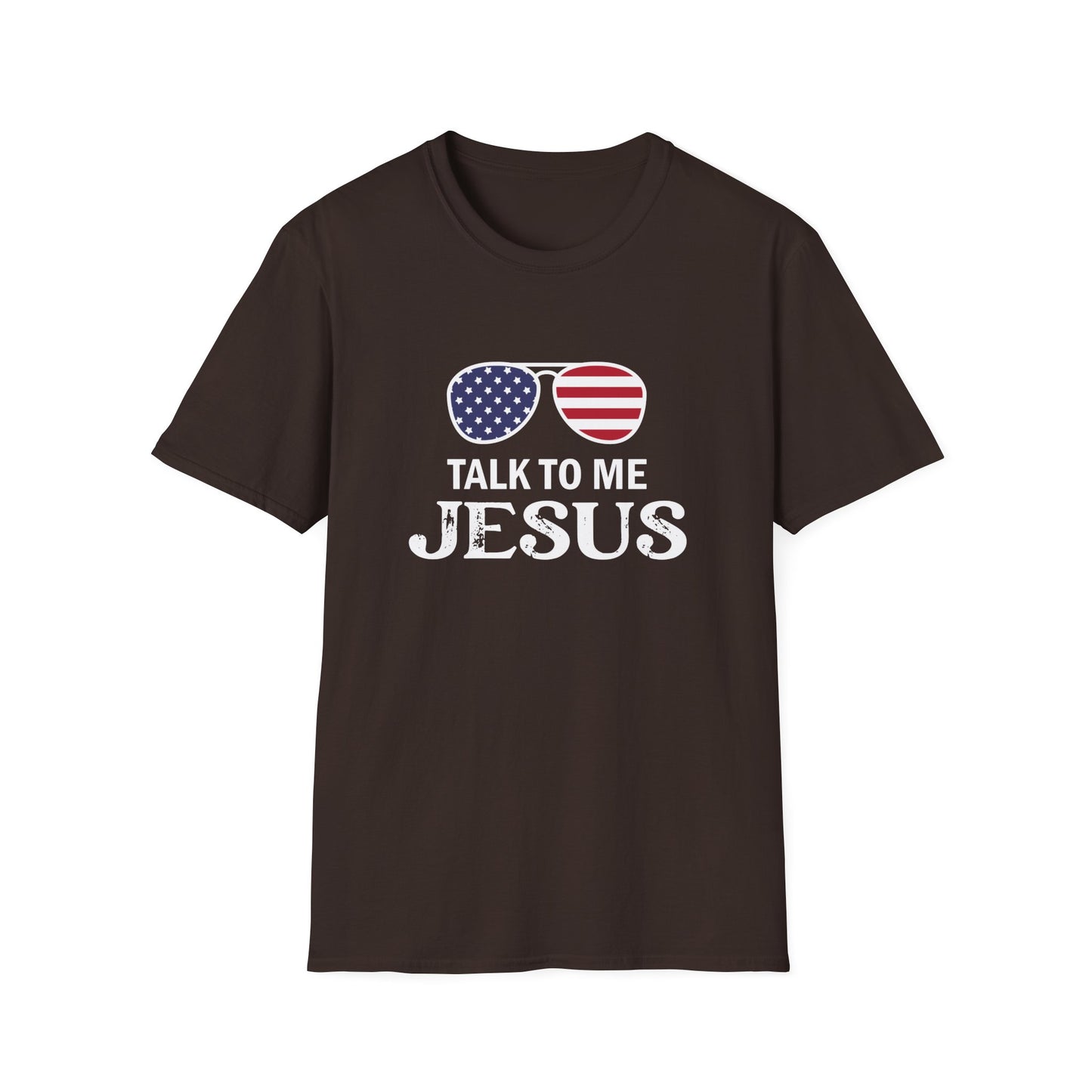 Patriotic "Talk to Me Jesus" Christian Softstyle Tshirt