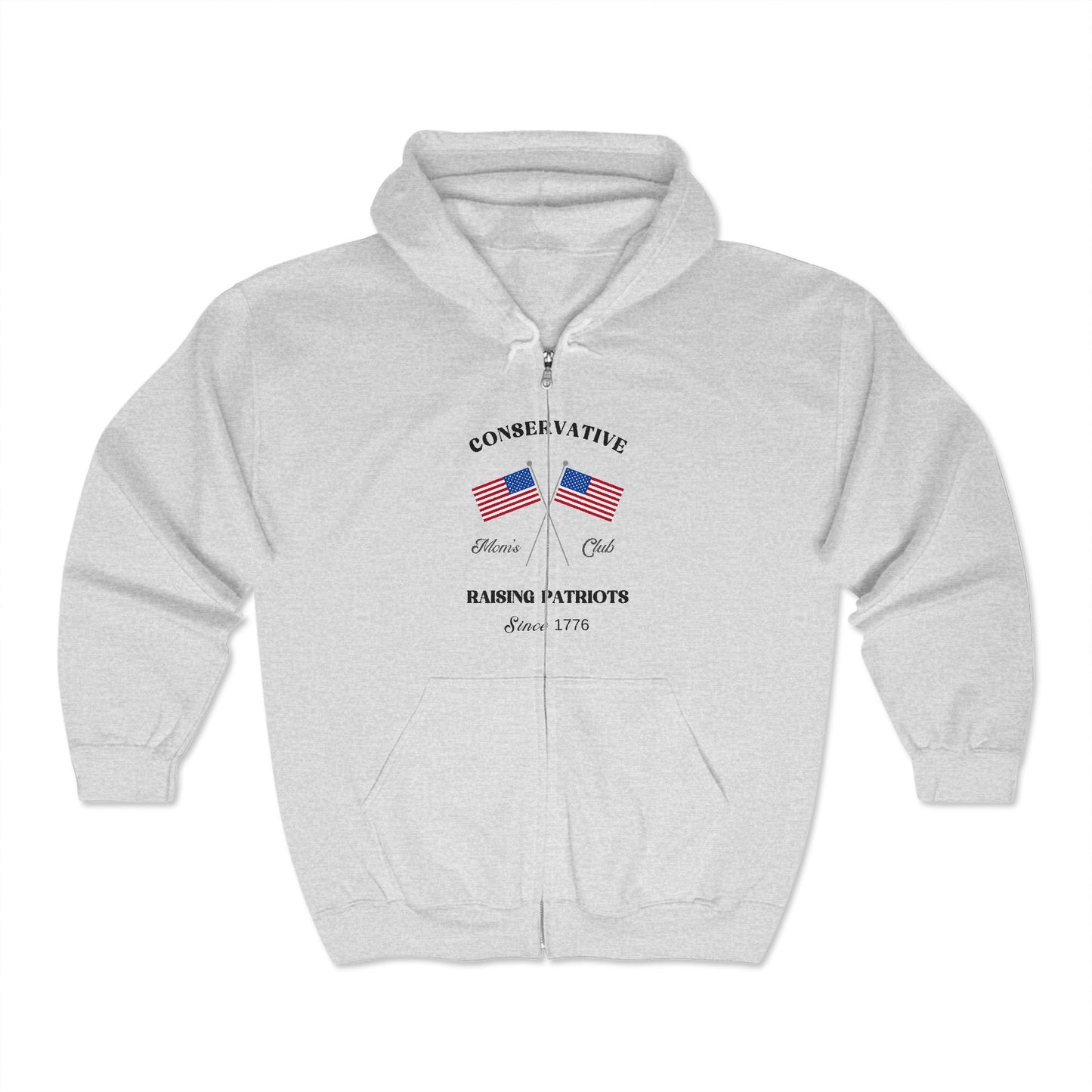 Conservative Mom's Club Patriotic Full Zip Hoodie (Black Logo) - Sweet Baby Jeez Teez
