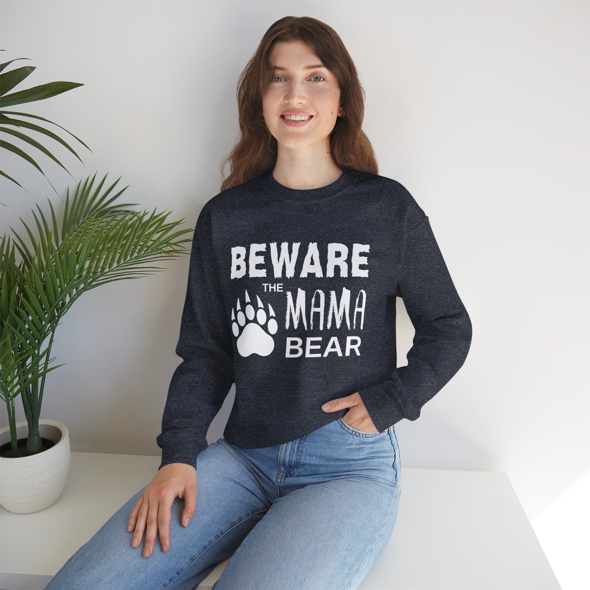 Mama Bear Women's Relaxed Sweatshirt (White Logo) - Sweet Baby Jeez Teez