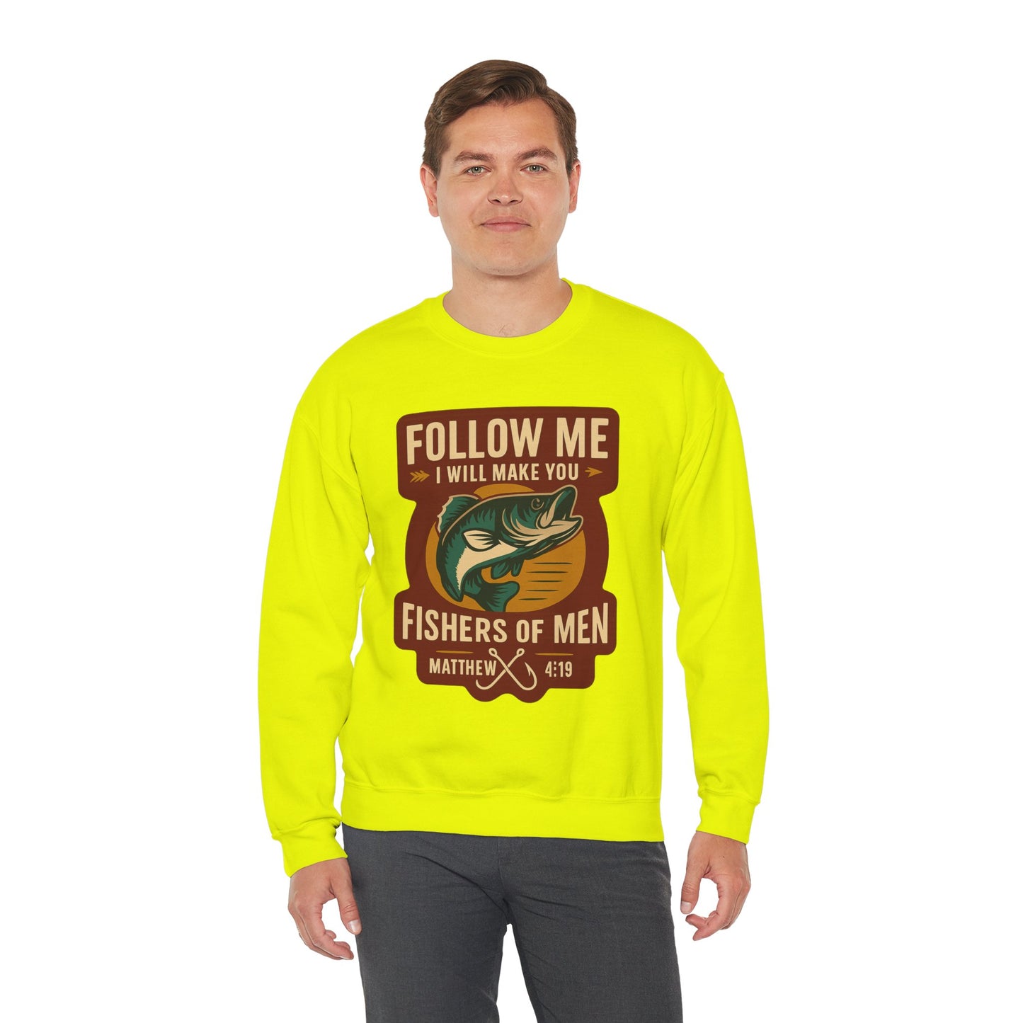 "Follow Me" Fisherman Bible Verse Crewneck Sweatshirt