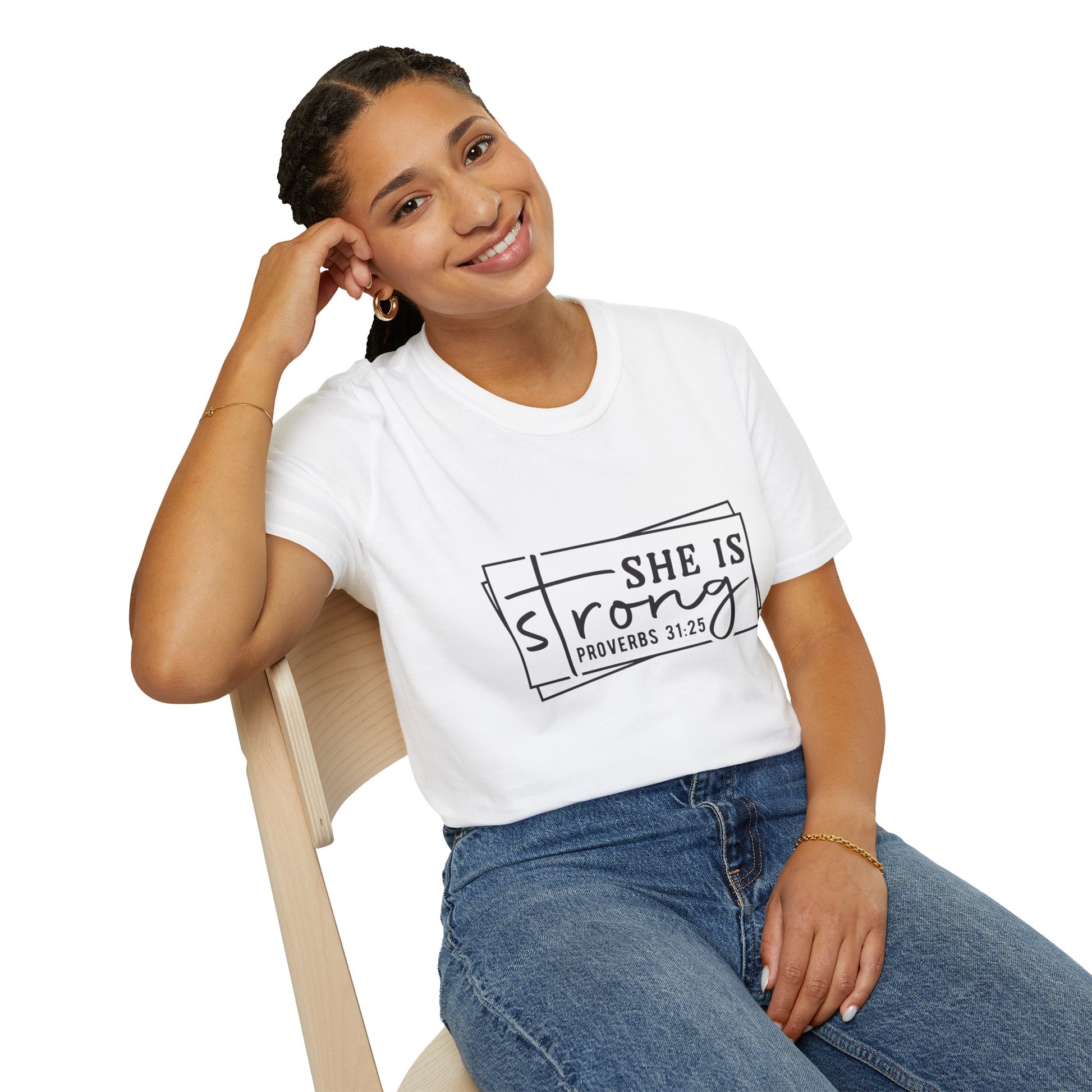 She is Strong Women's Relaxed/Plus Tshirt (Box Logo) - Sweet Baby Jeez Teez