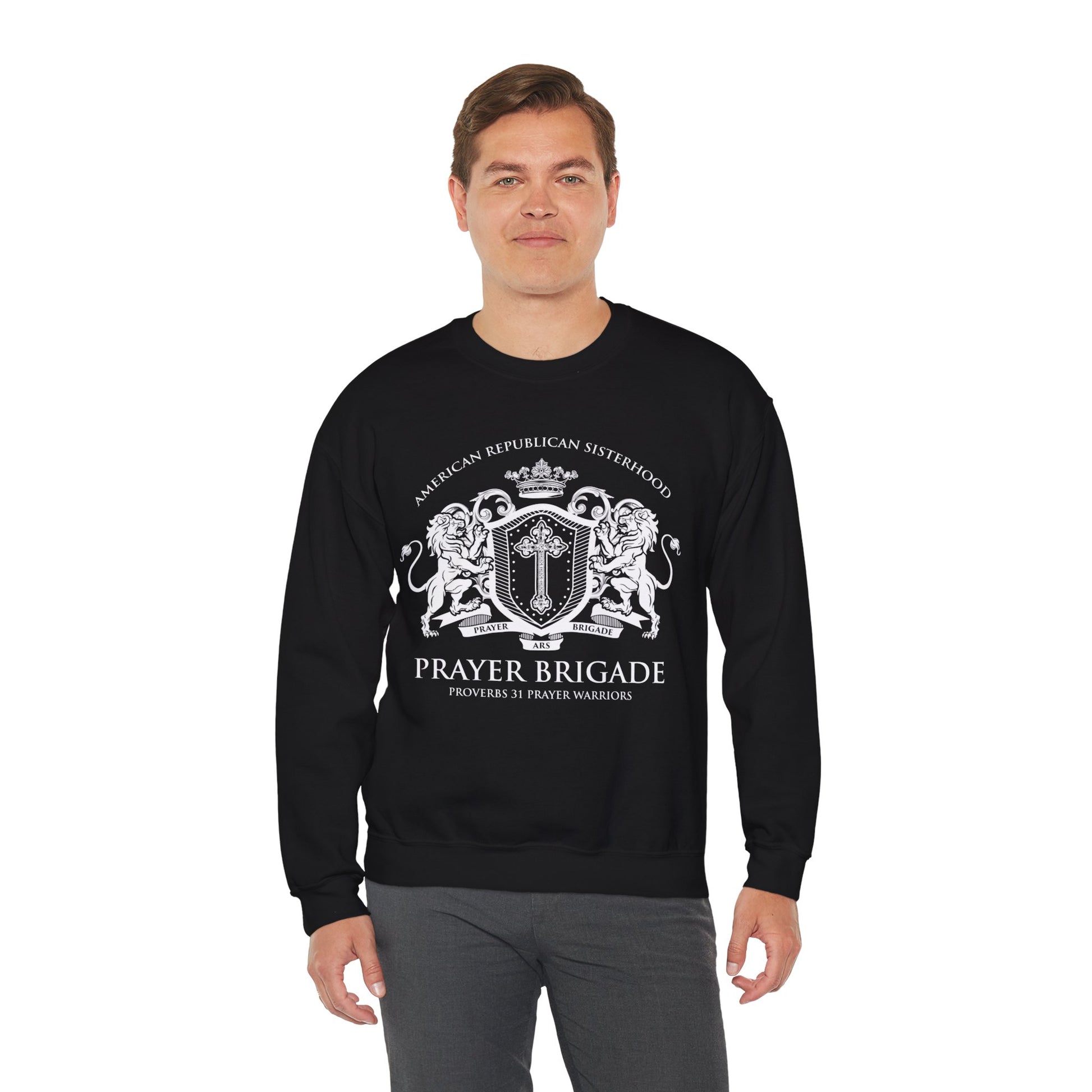 ARS Prayer Brigade UNISEX Sweatshirt (White Logo) - Sweet Baby Jeez Teez
