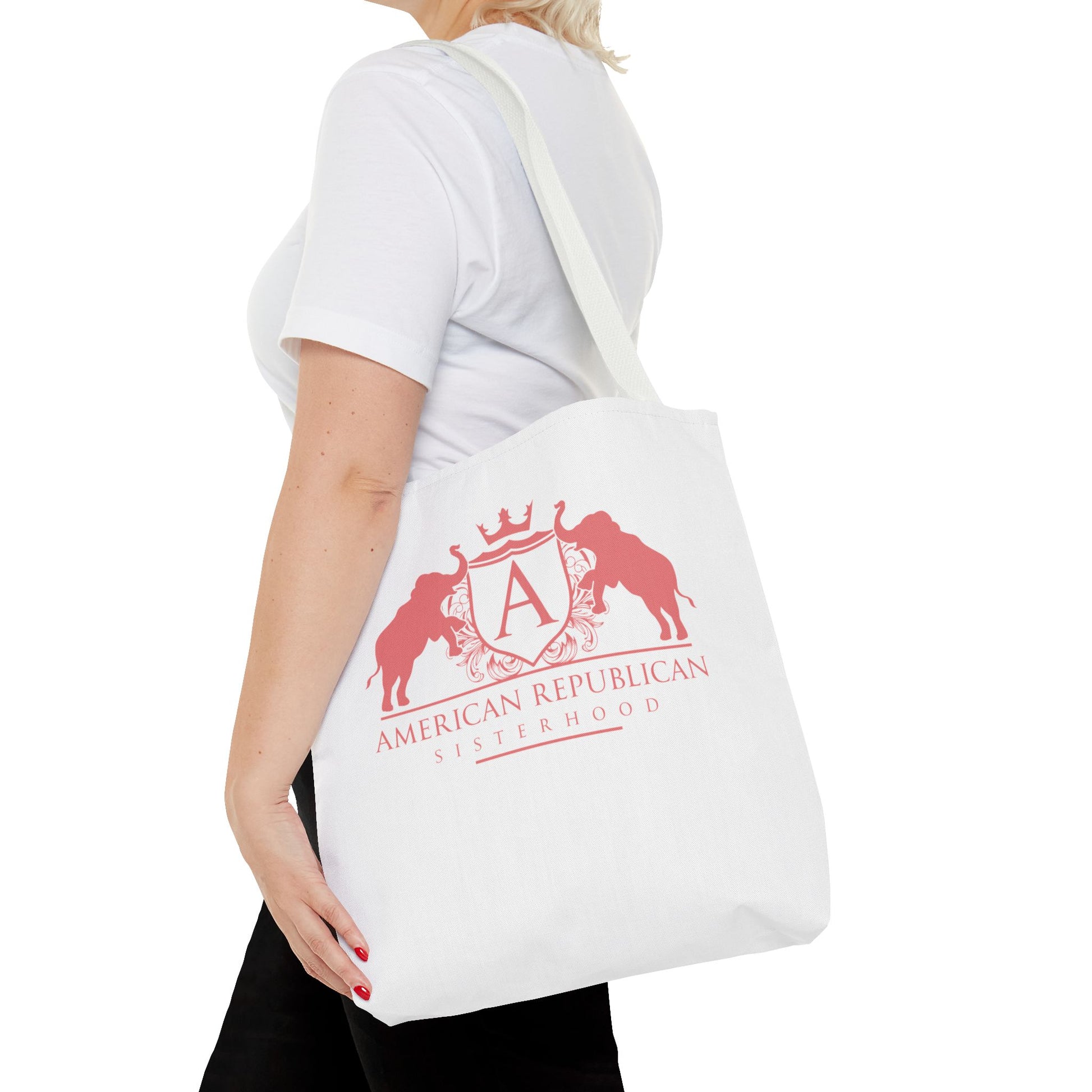ARS White Tote Bag in 3  Sizes (ARS - Coral Logo) - Sweet Baby Jeez Teez