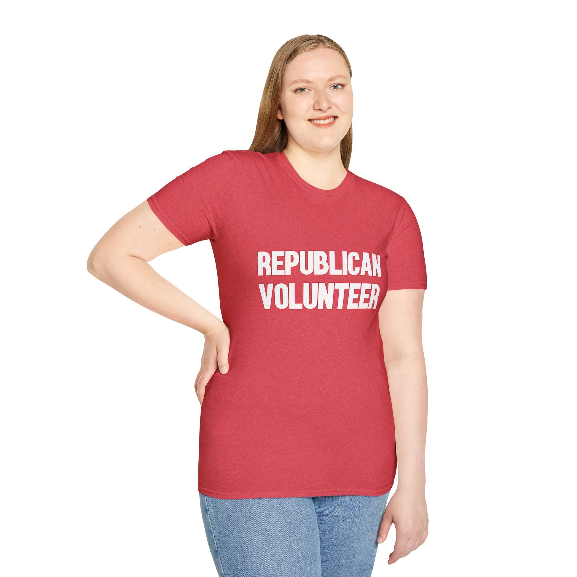 Republican Volunteer Unisex Tshirt (White/Red Logo) - Sweet Baby Jeez Teez