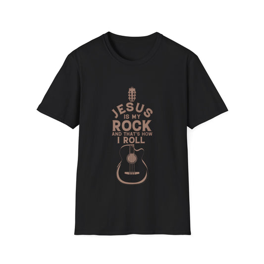 Jesus is My Rock Mens Tshirt (Tan Logo) - Sweet Baby Jeez Teez