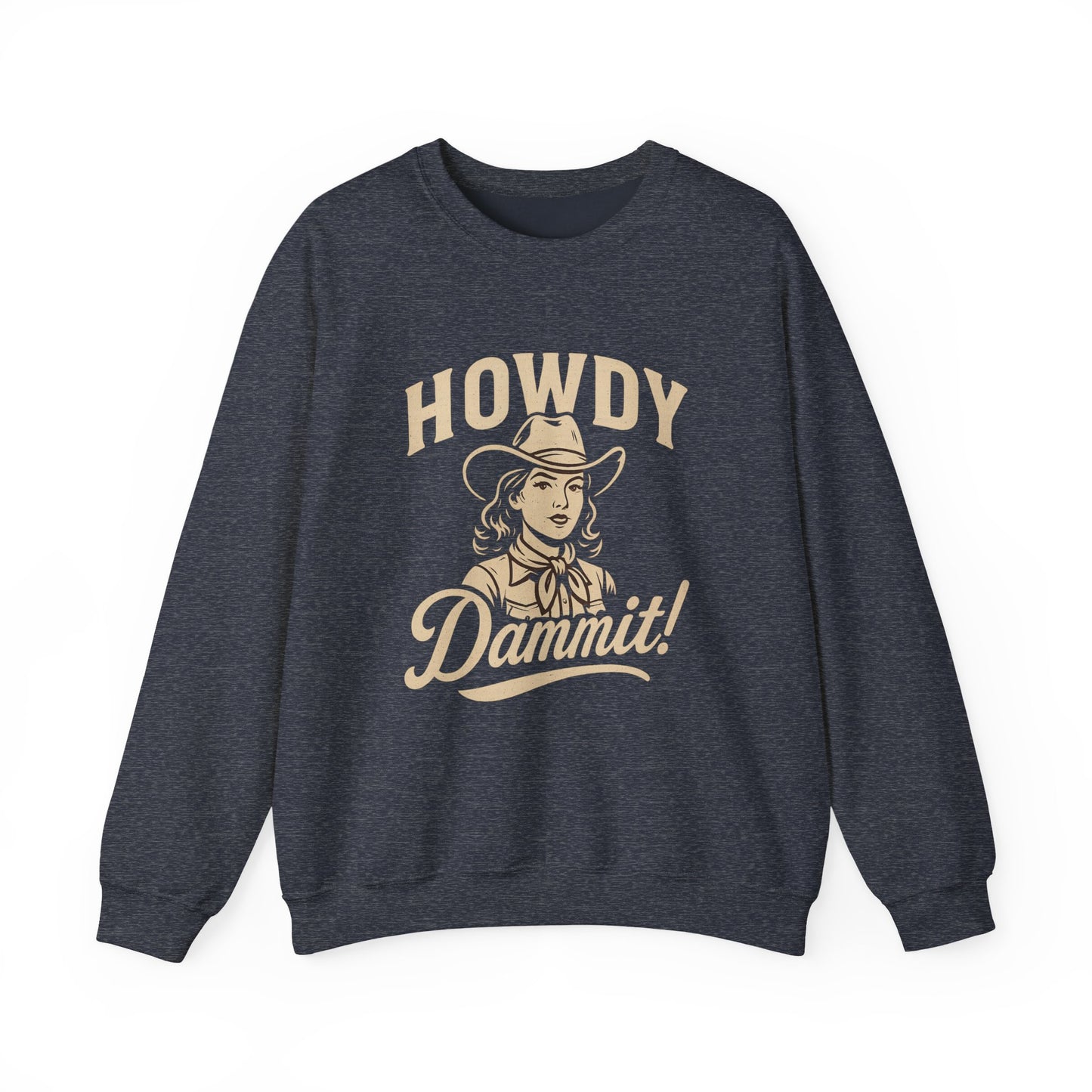 Howdy Dammit! Aggie Texas Cowgirl Unisex Cozy Sweatshirt (Gold Logo)