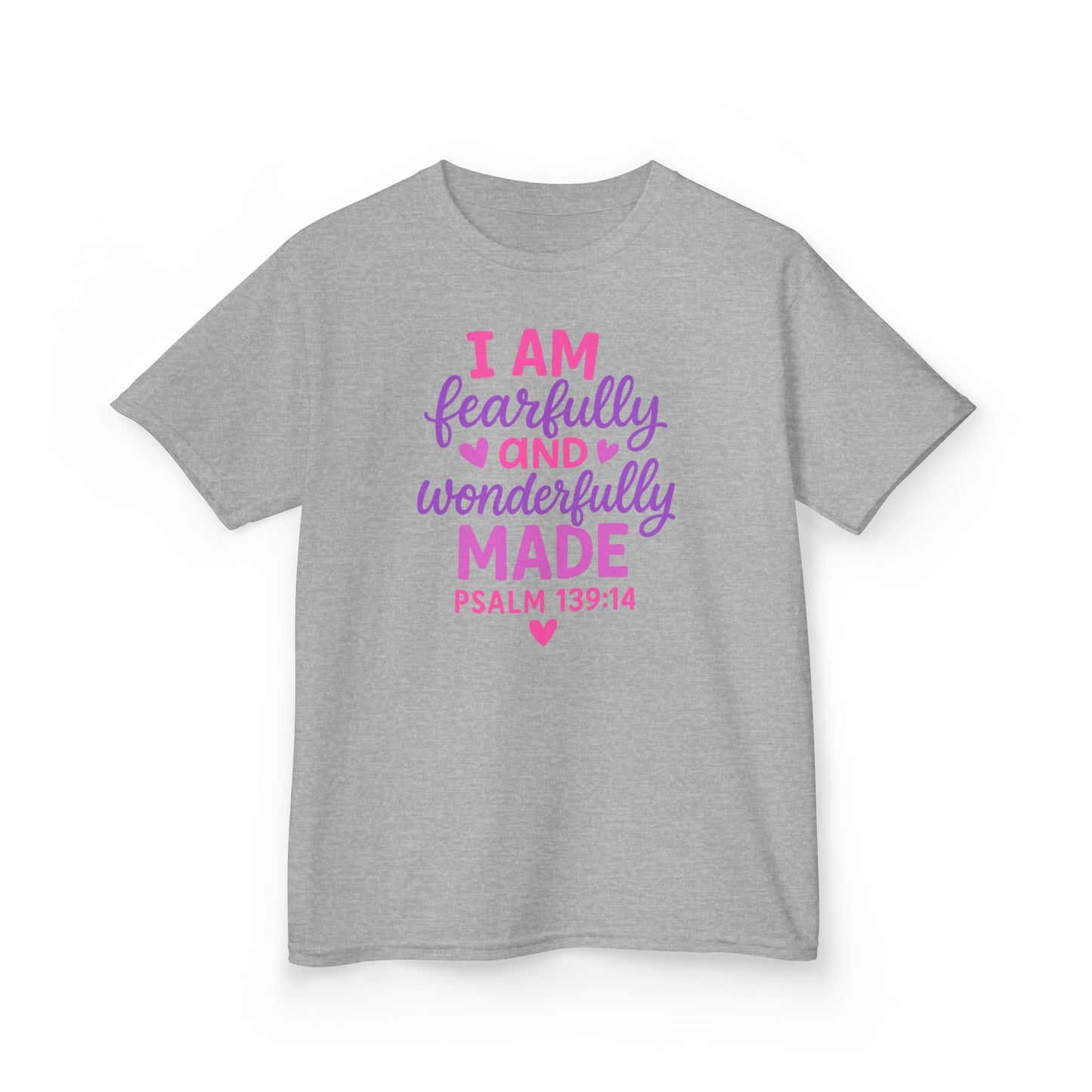 "Wonderfully Made" Christian Bible Verse Girls Tshirt